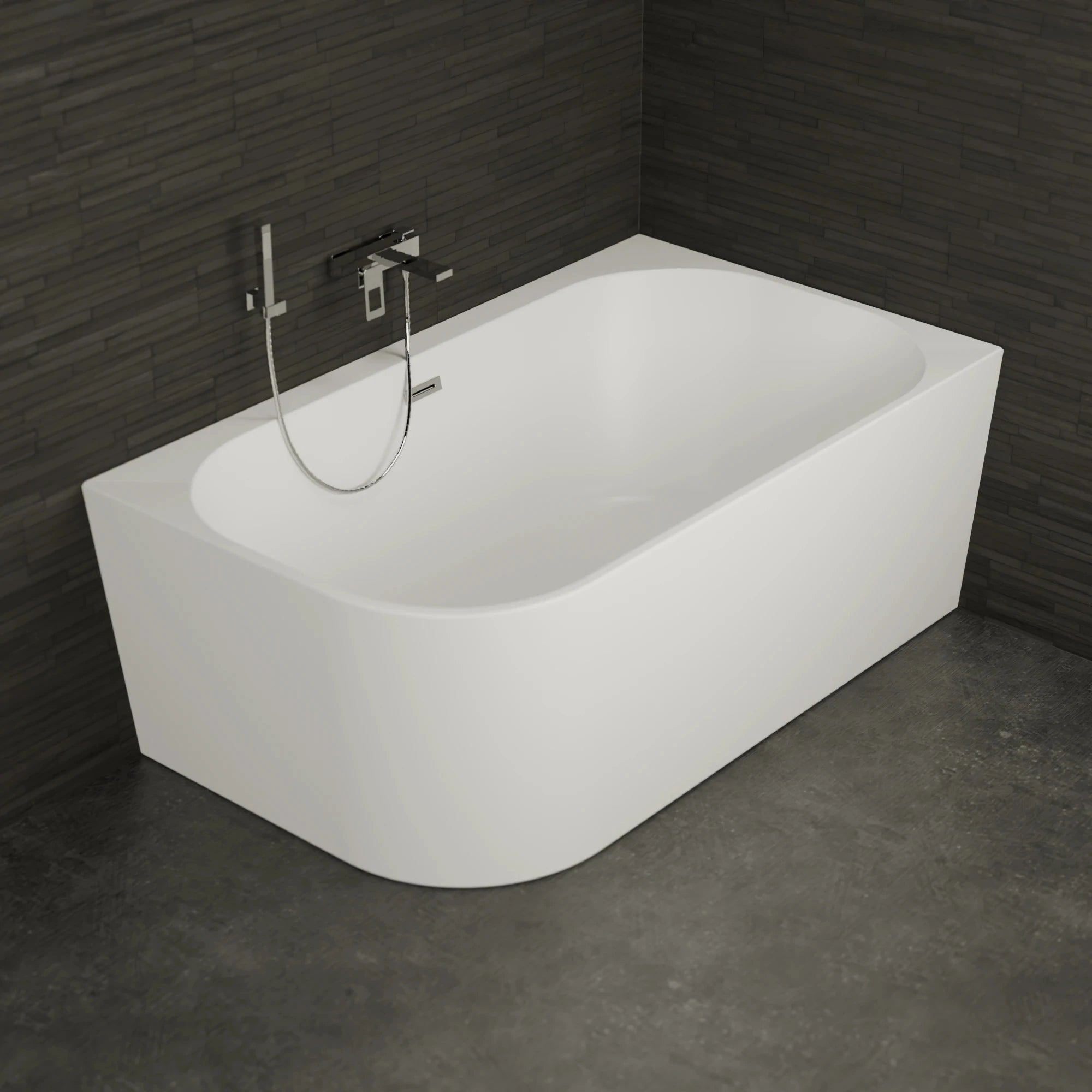 Baignoire Semi-îlot Murale D'angle Capri Duo 170 Droite Blanche 170 X100 X58 Cm, By Spalina - 3