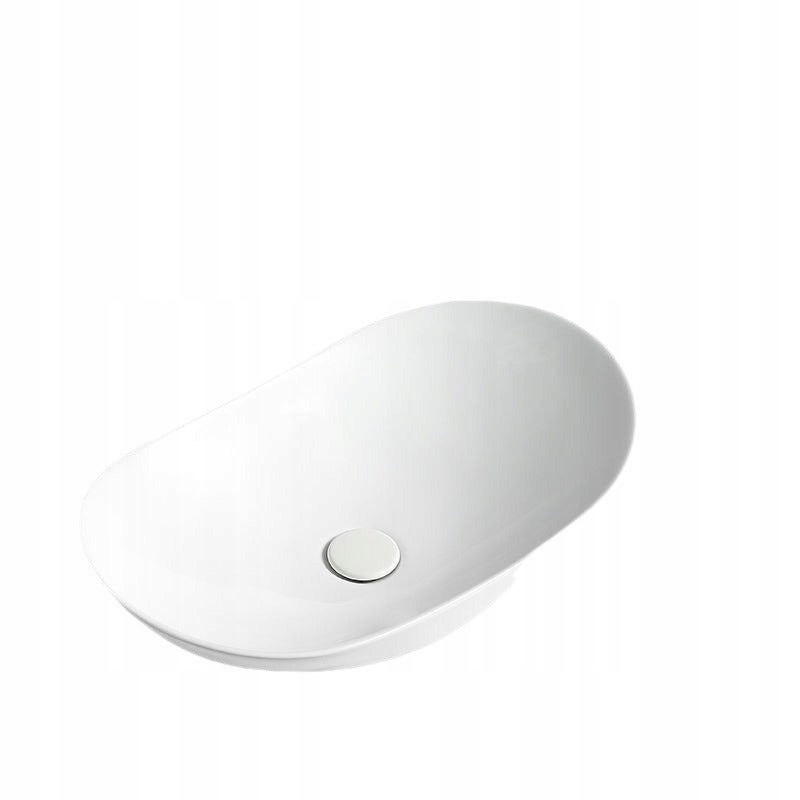 Biała umywalka owalna ceramiczna nablatowa