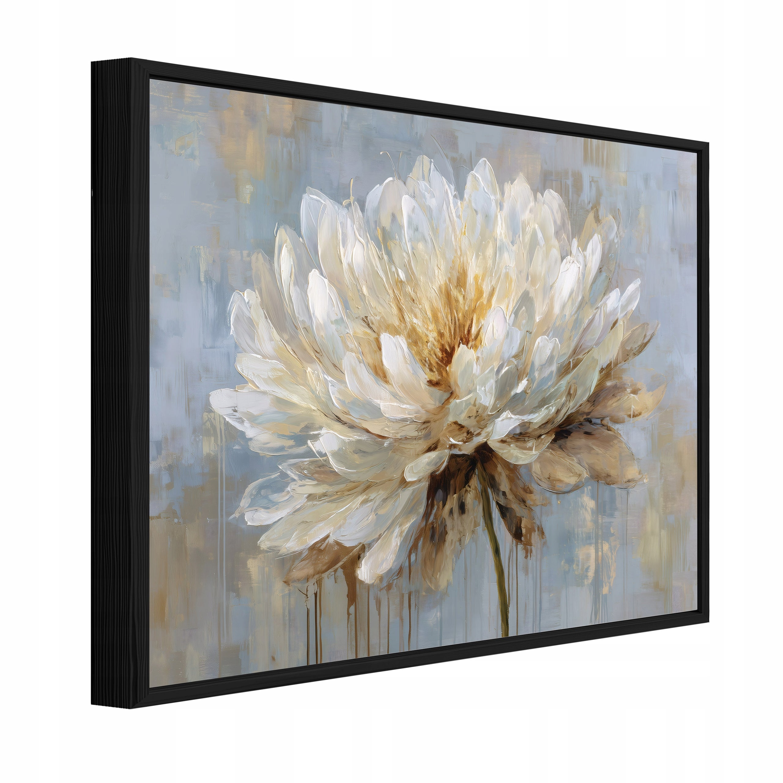 Tablou Canvas flori gri beton Tablou decorativ Rama Neagra Living Bucatarie Tablouri de perete 60x40 cm