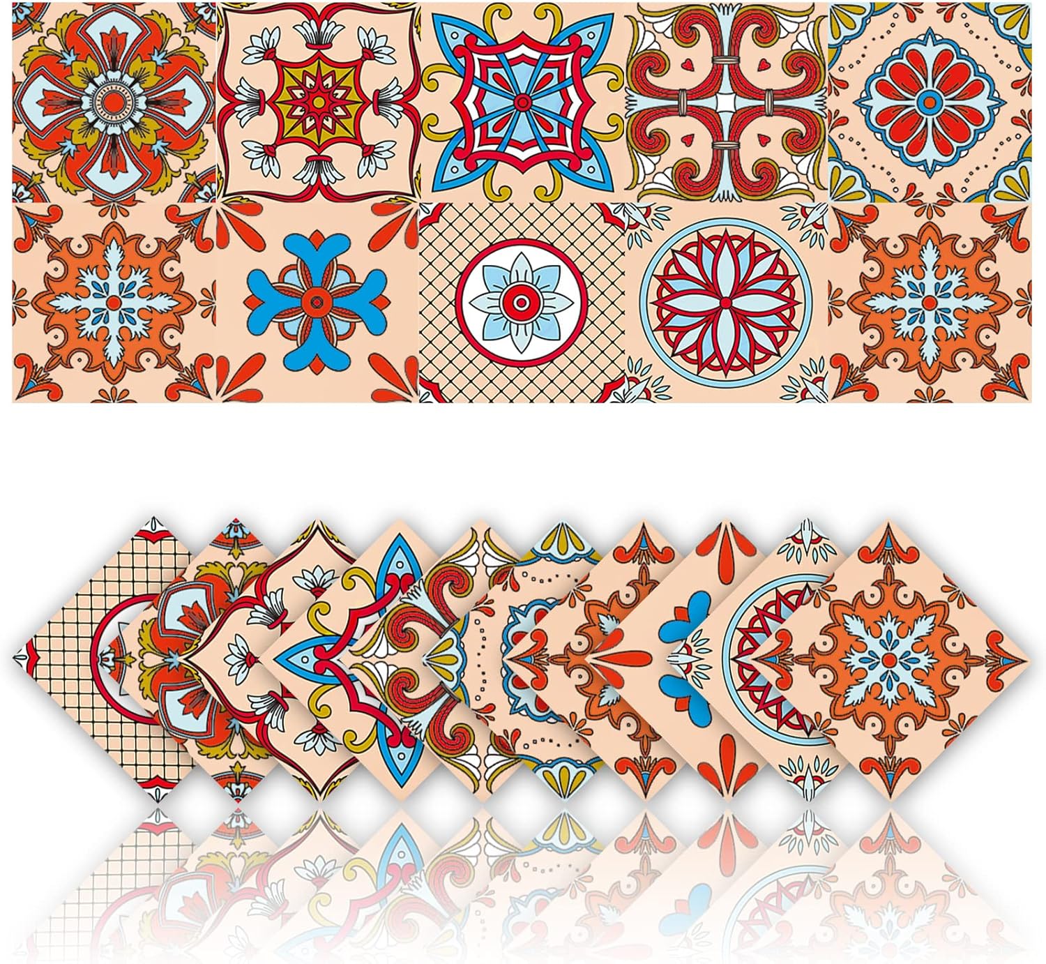 20 naklejek na płytki kuchenne, samoprzylepne płytki ścienne, naklejki do łazienki, wodoodporne naklejki ścienne z PVC, mozaika w stylu retro (10 x 10