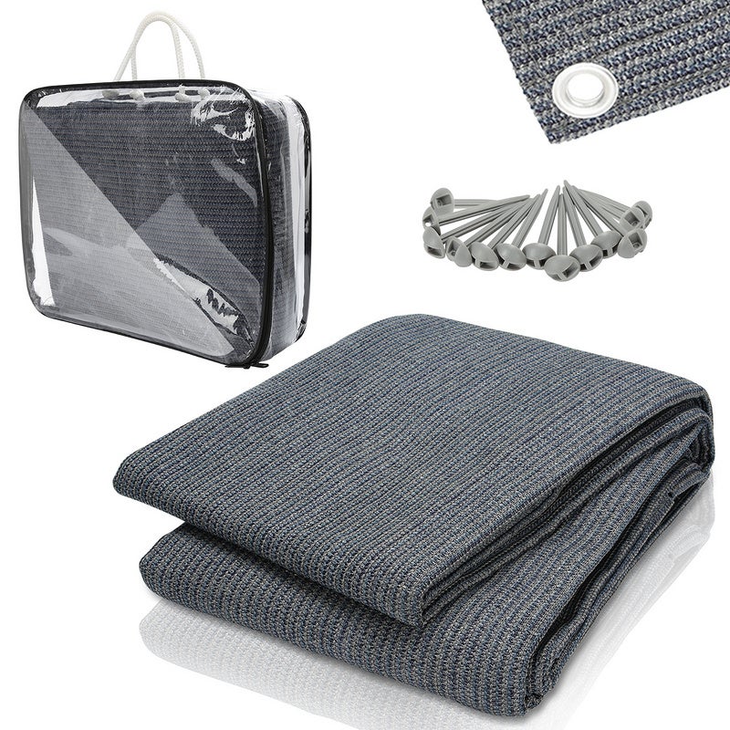 Tapis D'Auvent Valents – 300x700 Cm, PEHD Respirant, Anti-dérapant, Œillets Inox, Piquets T, Sac Transport, Corde à Linge
