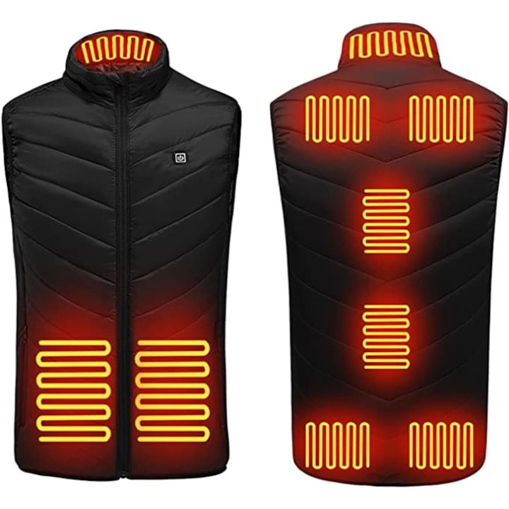 Gilet chauffant pour le corps, chauffage noir à neuf zones à double contrôle, connectivité USB, adapté aux hommes et aux femmes, 4XL noir - 8