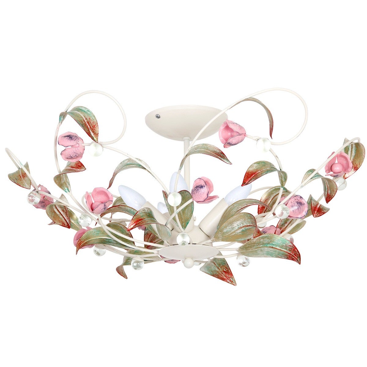 Lampa sufitowa wisząca Rose multikolor-kremowa-zielona-różowa 5xE14x15W wym: 28 x 64 x 64 cm metal Luminex