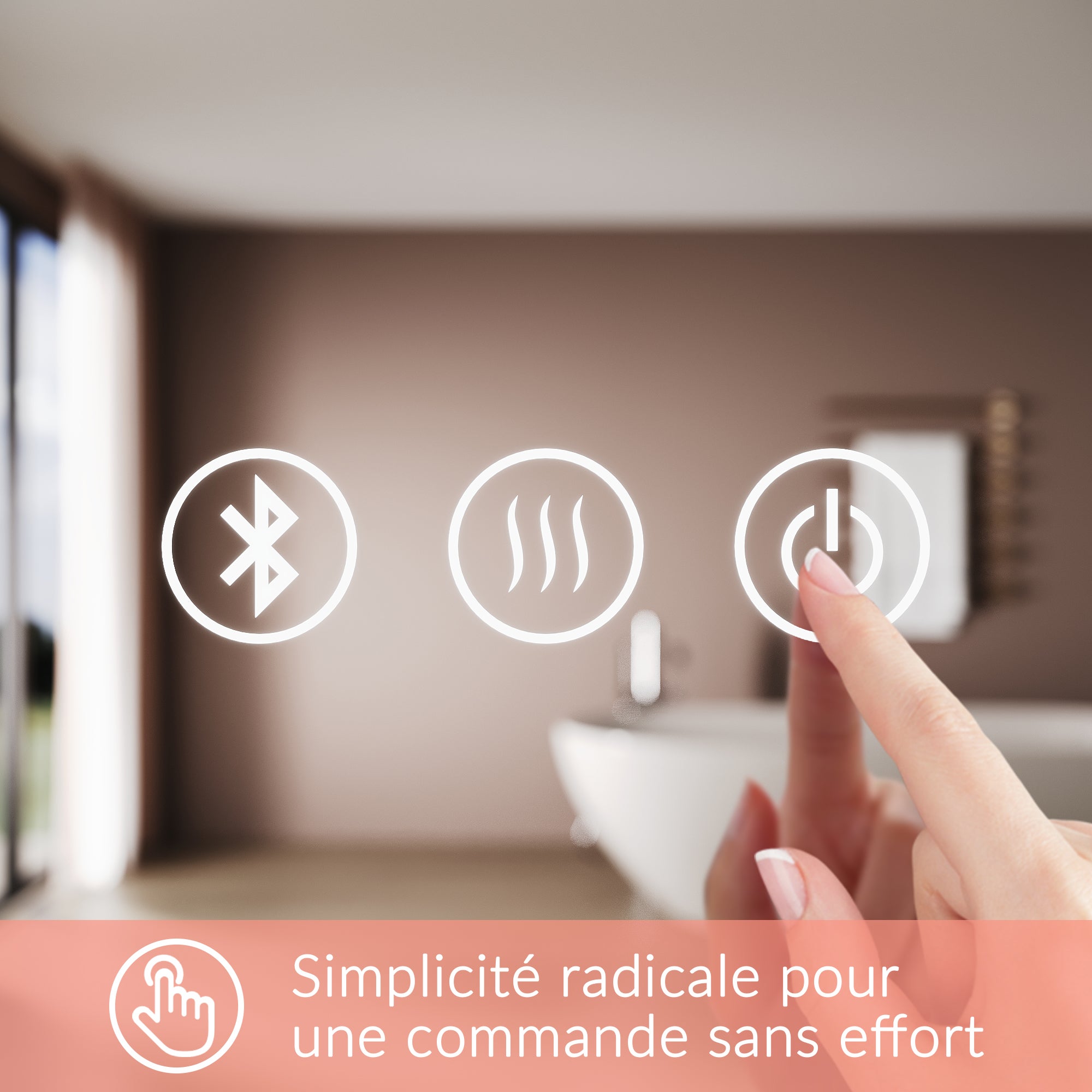 SIRHONA Miroir de Salle de Bain Rond Ø80cm, Bluetooth, Anti-Buée Centrale, Loupe 3x, Éclairage 3 Tons, Montage H/V - 4