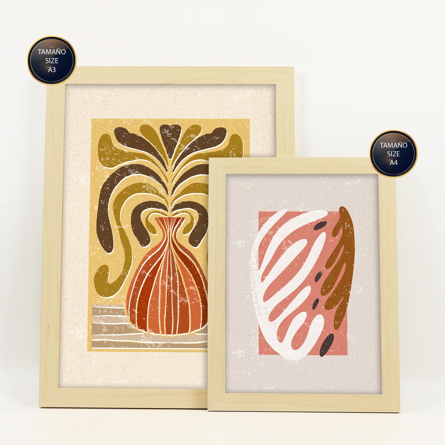 Nacnic Ensemble 6 Impressions De Tiges Dans De Style Ethnique Cadre Décoratifs Pour Votre Chambre Maison Impression A4 A3 Avec Des Cadre De Bois Léger - 2