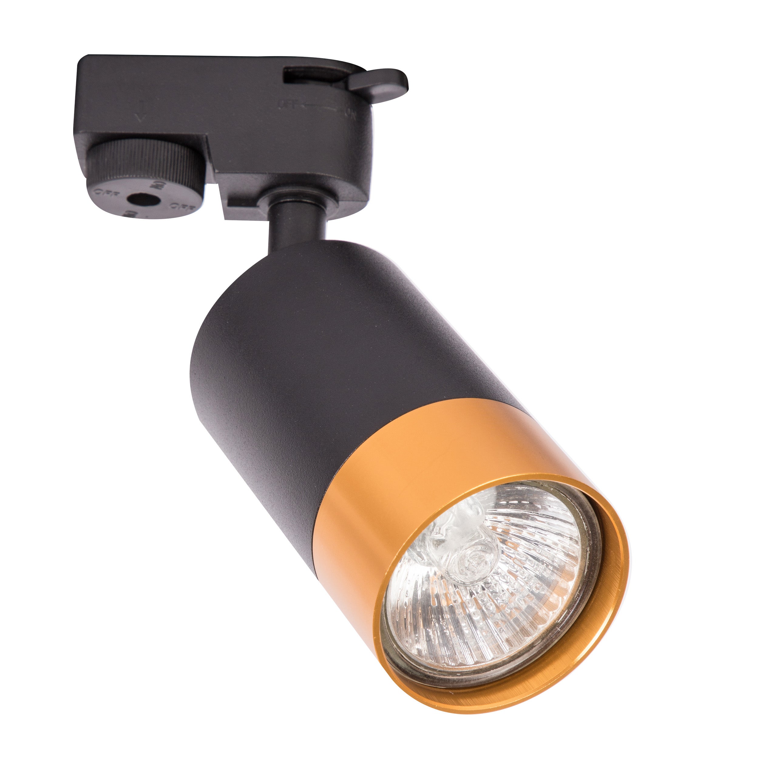 Reflektor szynowy GU10 LED Klemens 1-fazowy IP20 ruchomy stylowy do salonu czarno-złoty MasterLED