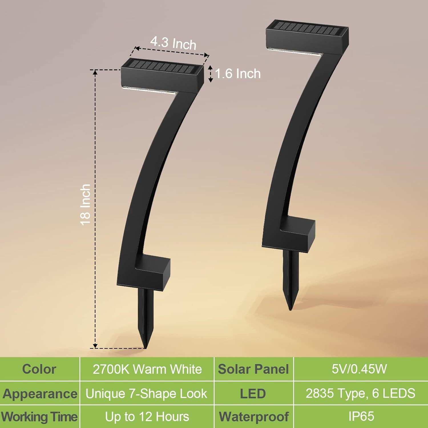 Lot de 7 lampes solaires LED d'extérieur - Lot de 4, étanchéité IP65, lampadaire de jardin 0,45 W, idéal pour les allées, les patios et les allées - 2
