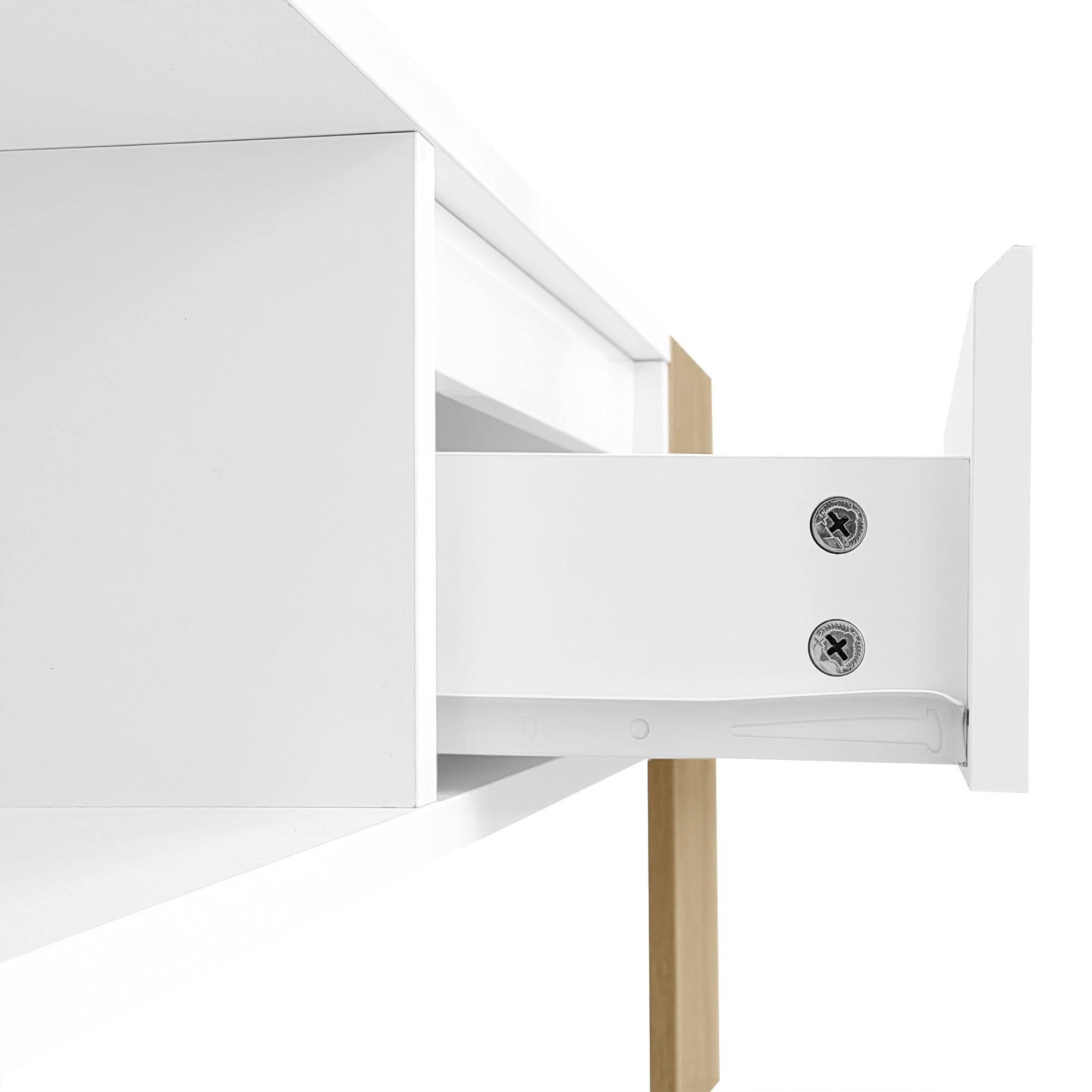 Tavolino da salotto moderno 105x60x40cm lucido parziale con cassetti e ripiani aperti - 8