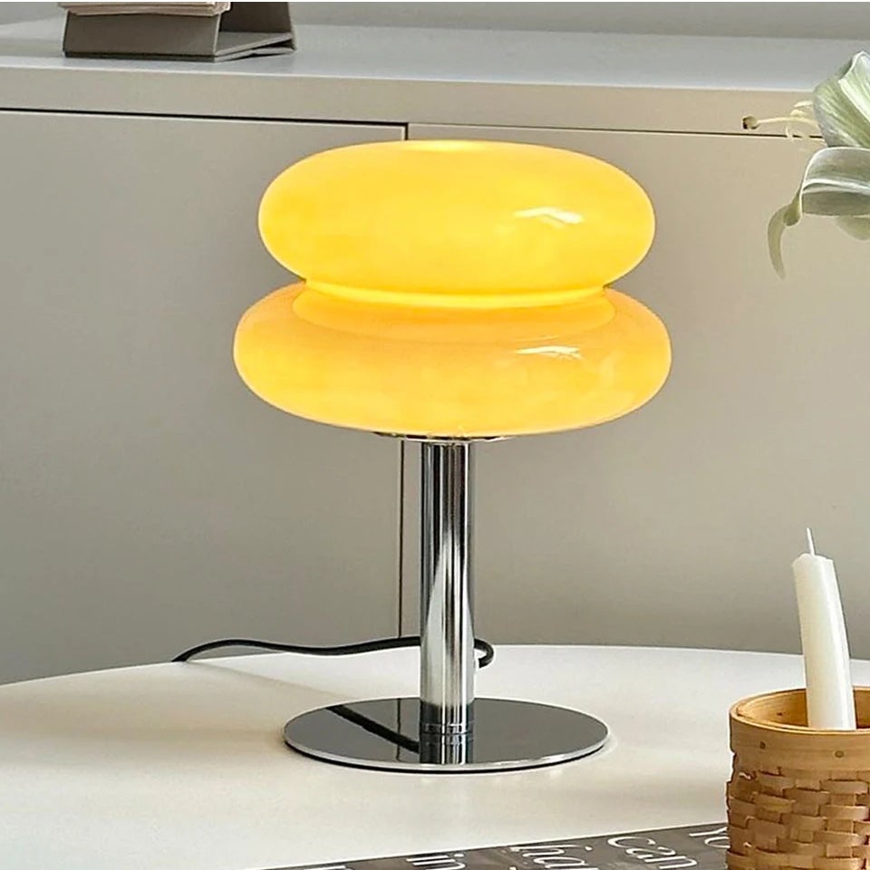 Szklana lampka nocna do sypialni, lampka USB, ładna lampka nocna, 3 temperatury barwowe, kremowa