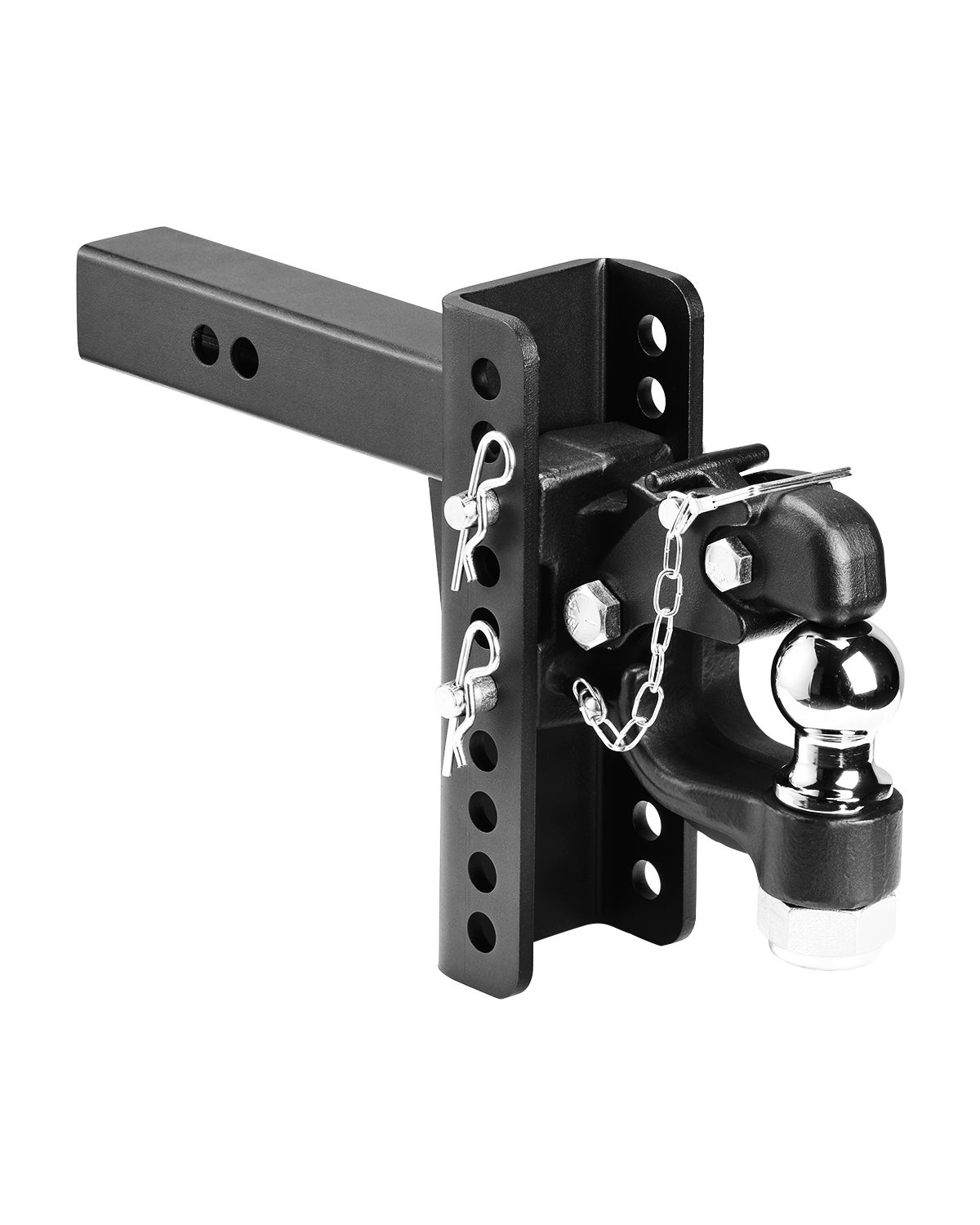 LOCAME - Gancio regolabile per rimorchio, adatto per ricevitore da 5,7 cm, gancio a goccia in alluminio, 5,7 kg, per autocarri pesanti con doppia serratura in acciaio inox, colore: argento