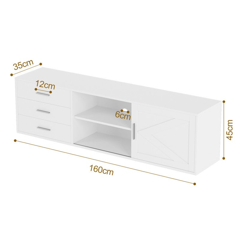 HOMAVO Meuble TV 160 cm – Meuble TV Avec 3 Tiroirs Et 1 Portes Coulissantes, Rangement Pratique - 3