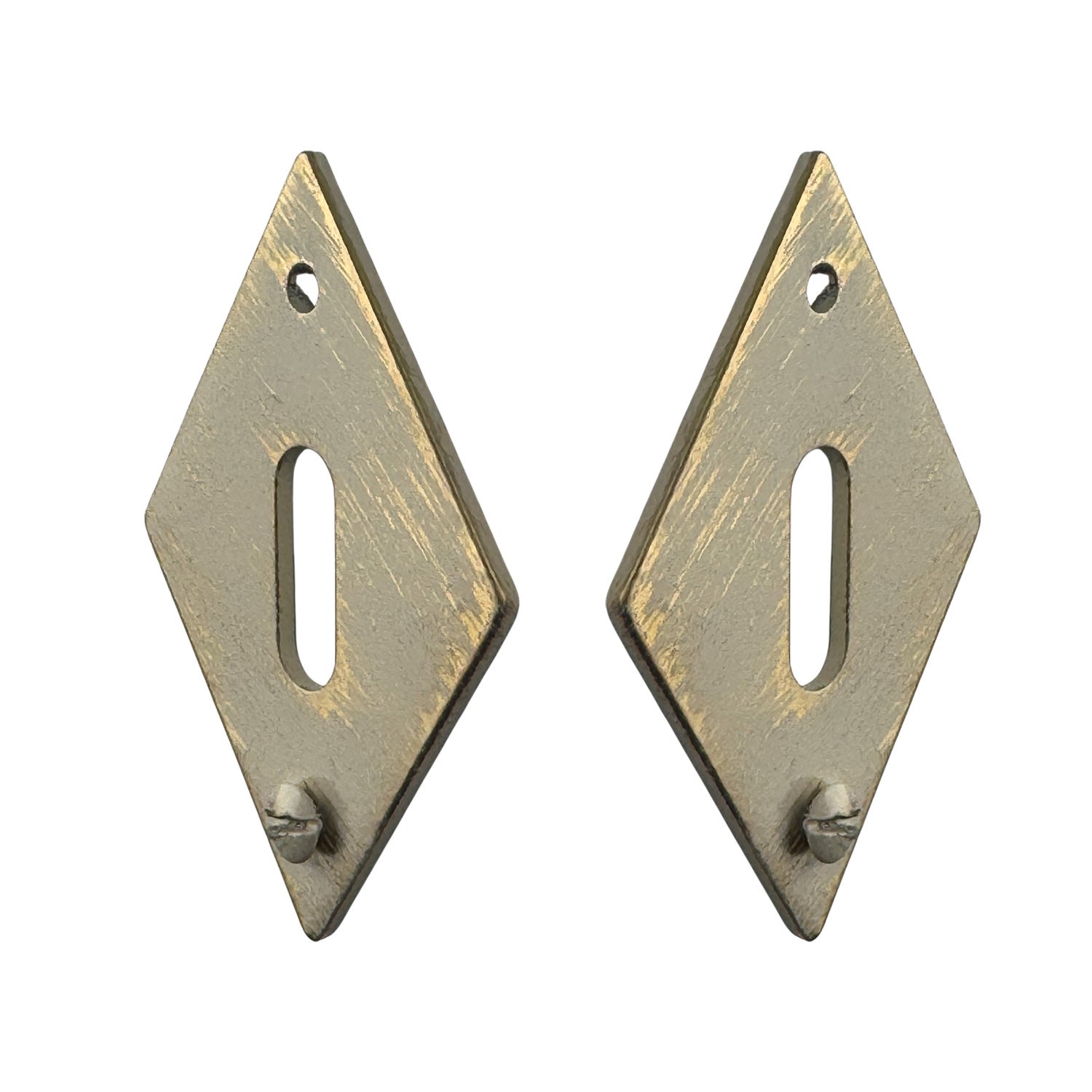 2 rosaces de poignée de porte losanges Ellix entrée de clé, Fer aspect ivoir or - 4