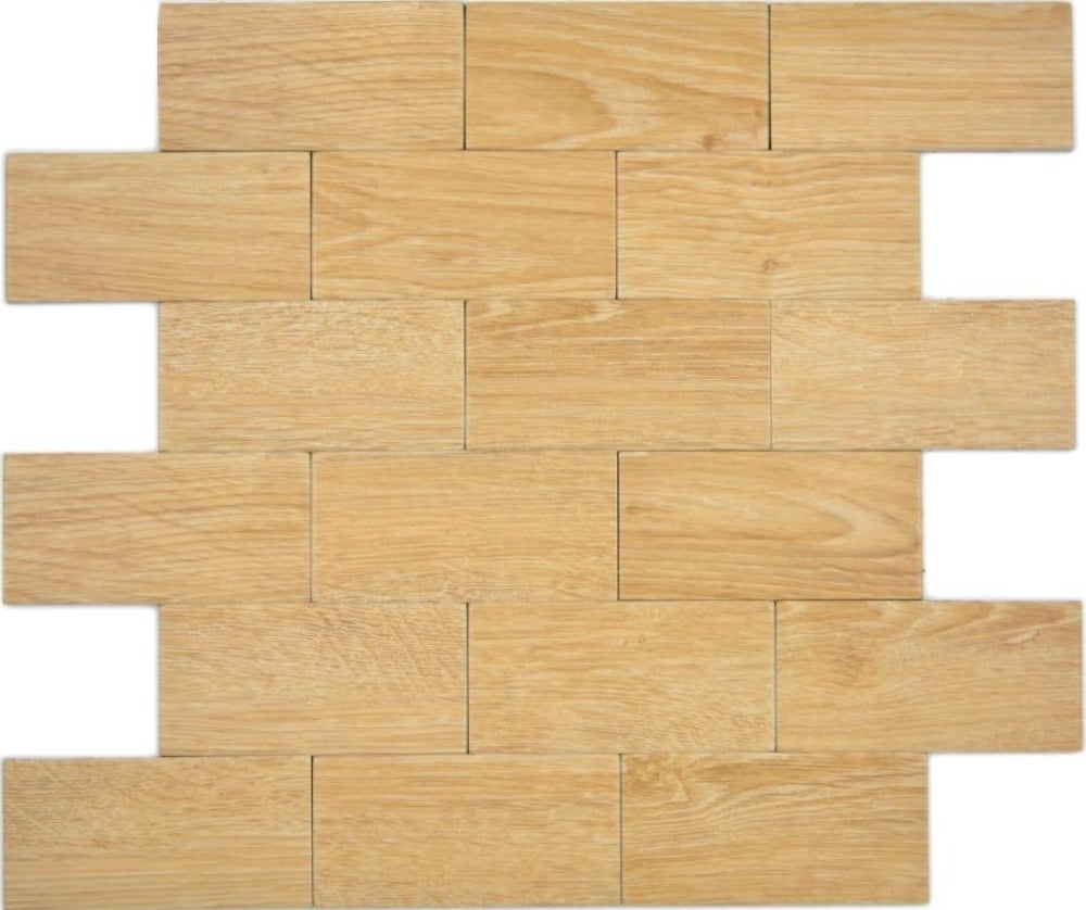 Mosaico de vinilo autoadhesivo efecto madera beige mate - 10 láminas de mosaico