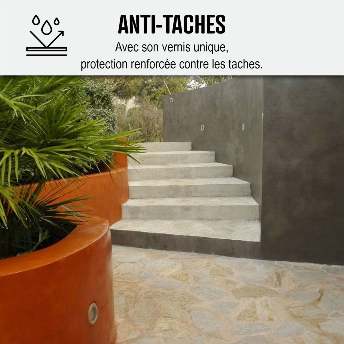 KIT BETON CIRE EXTERIEUR : Pour sol, mur, terrasse, balcon, escalier - 10 m² (en 2 couches) Arabica Marron - ARCANE INDUSTRIES - 6