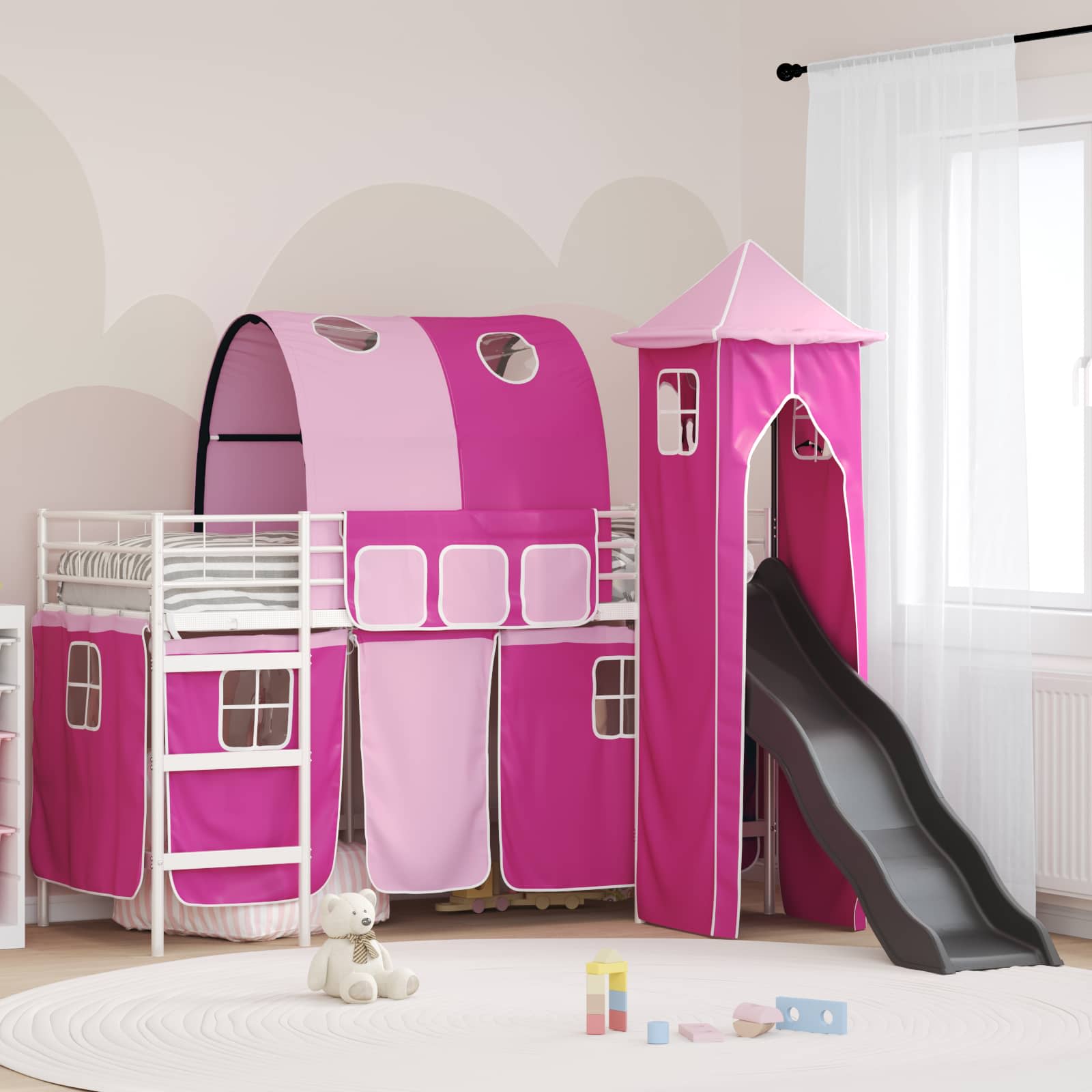 Vidaxl Estructura De Litera Para Niños Y 75 X 190 Cm Metal Blanco/Rosa , Leroy Merlin