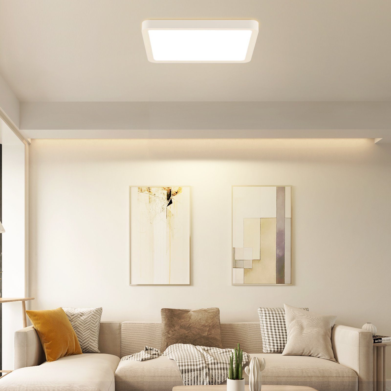 NETTLIFE Lámpara de Techo LED Plana - 23 CM 18 W Lámpara de Cocina Cuadrada Baño Dormitorio 4000 K para Baño Cocina Pasillo - 6