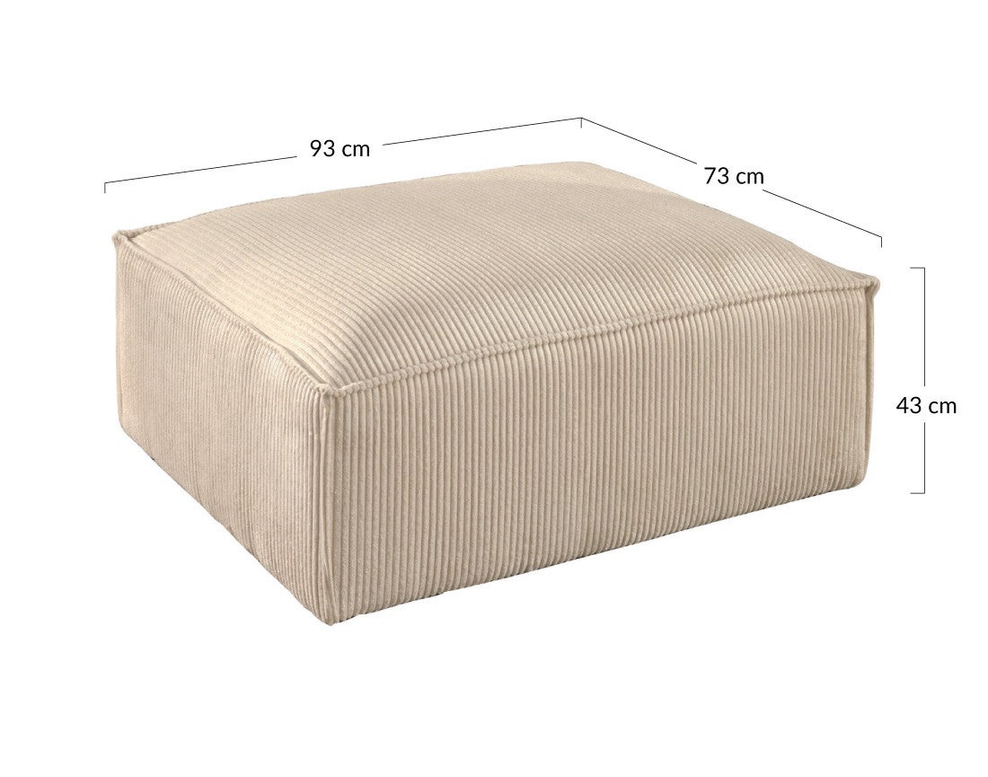 Pouf en velours côtelé 93*73*39 cm beige - STELLA - Best Mobilier - 4