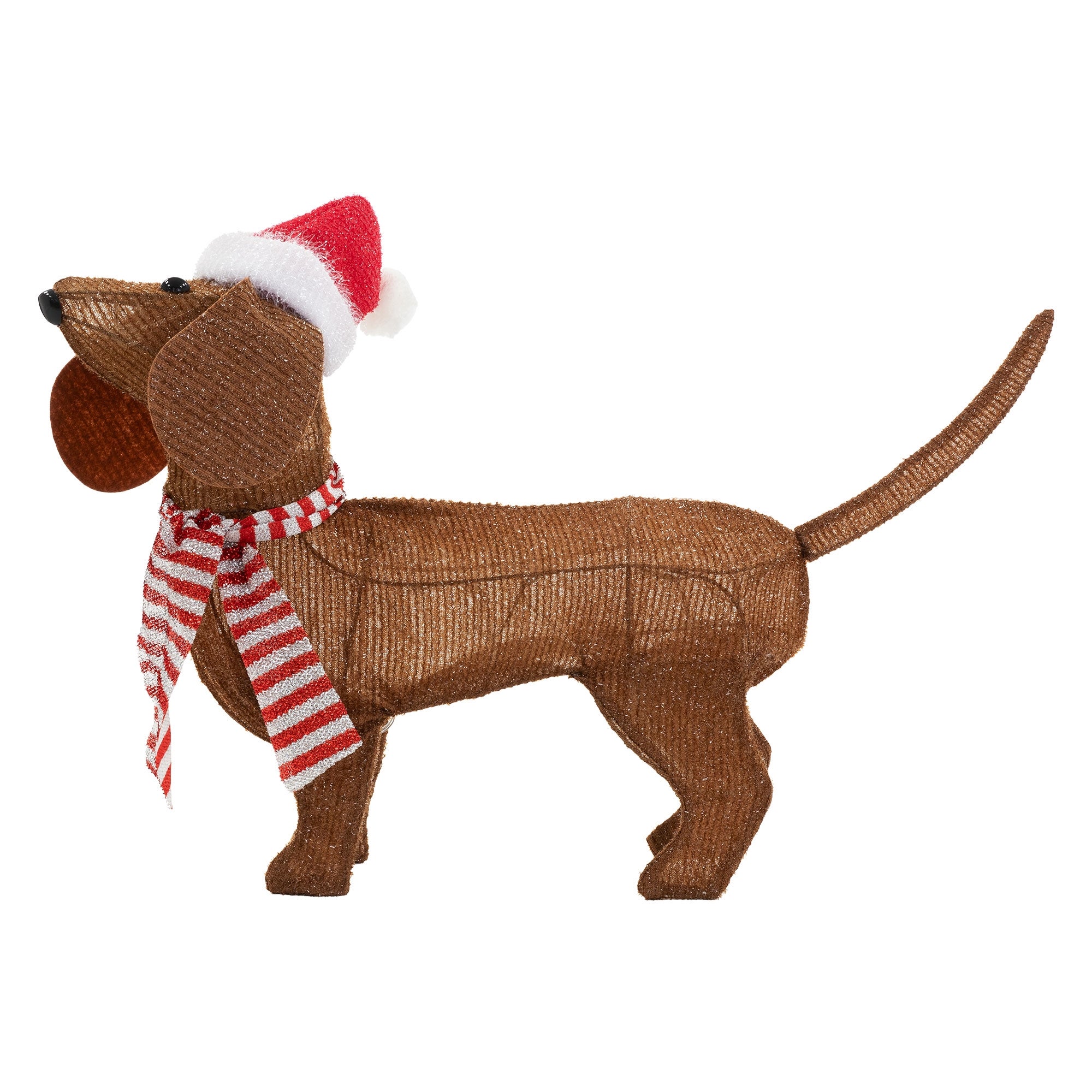 Cachorro marrom com chapéu de Natal. 40 LEDs. - 5