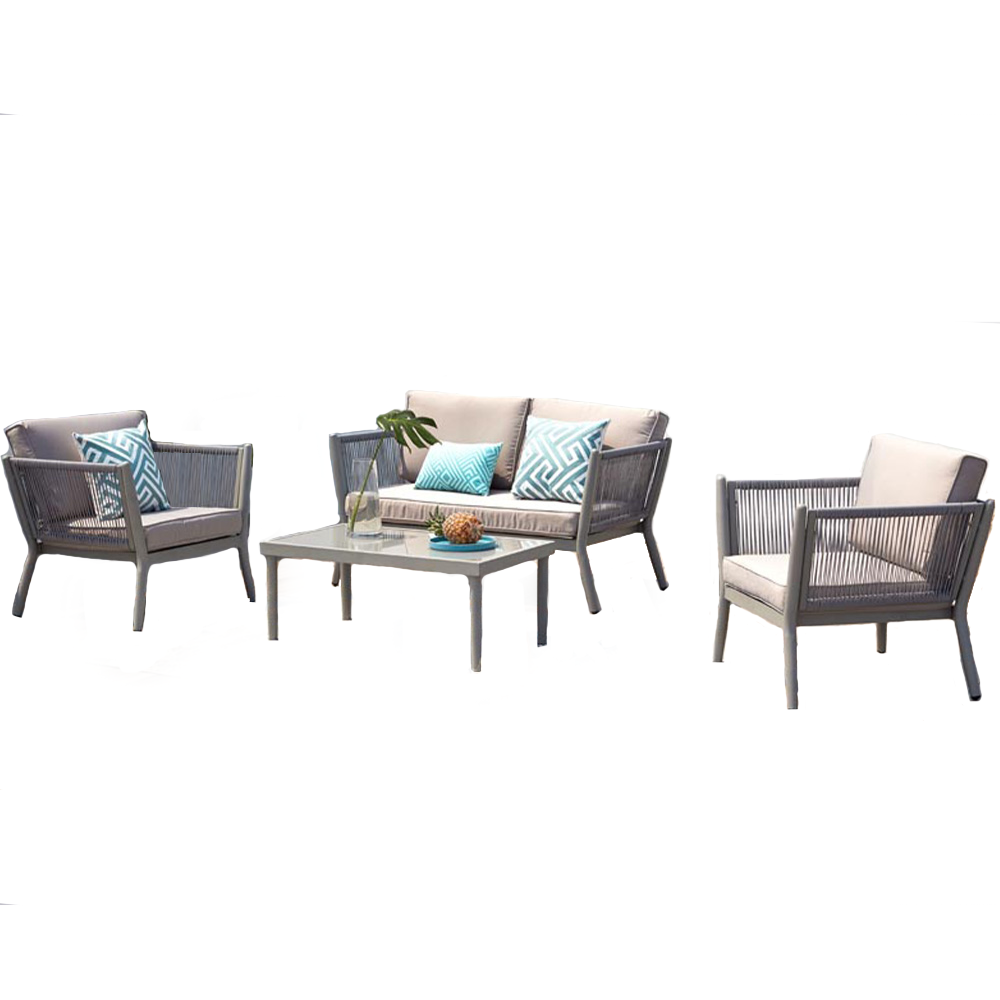 Salon de jardin en Aluminium Gris 4 personnes - 2