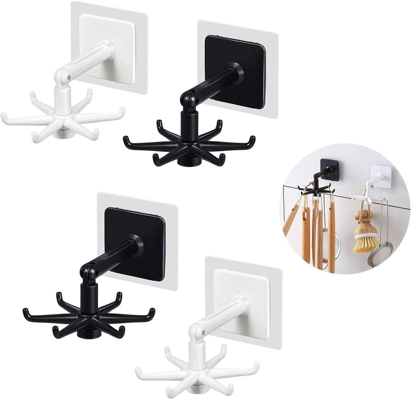 Lot De 3 Crochets Pliables Rotatifs à 360 Degrés, Crochets Multi