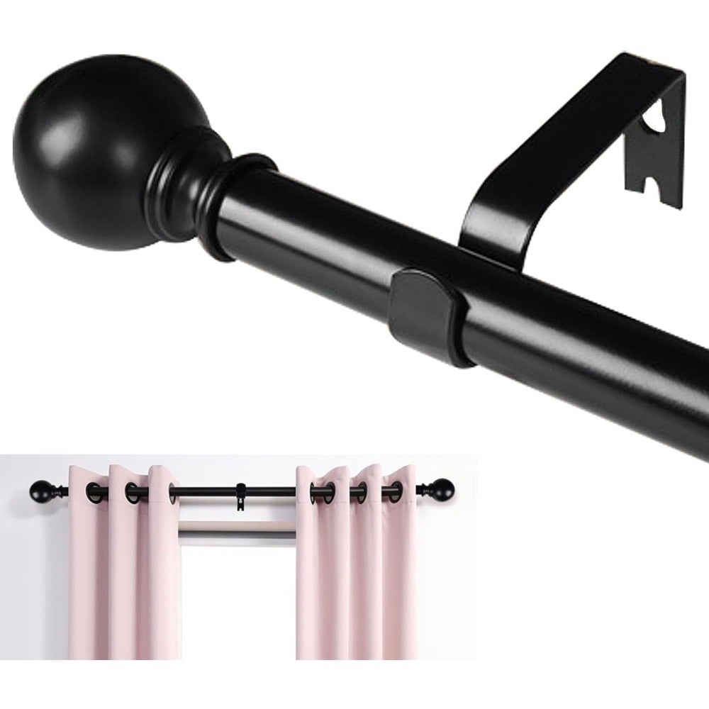 Barra De Cortina Ajustable 48-86 Pulgadas - Diámetro 5/8", Color Nogal, Incluye Soportes Y Tornillos