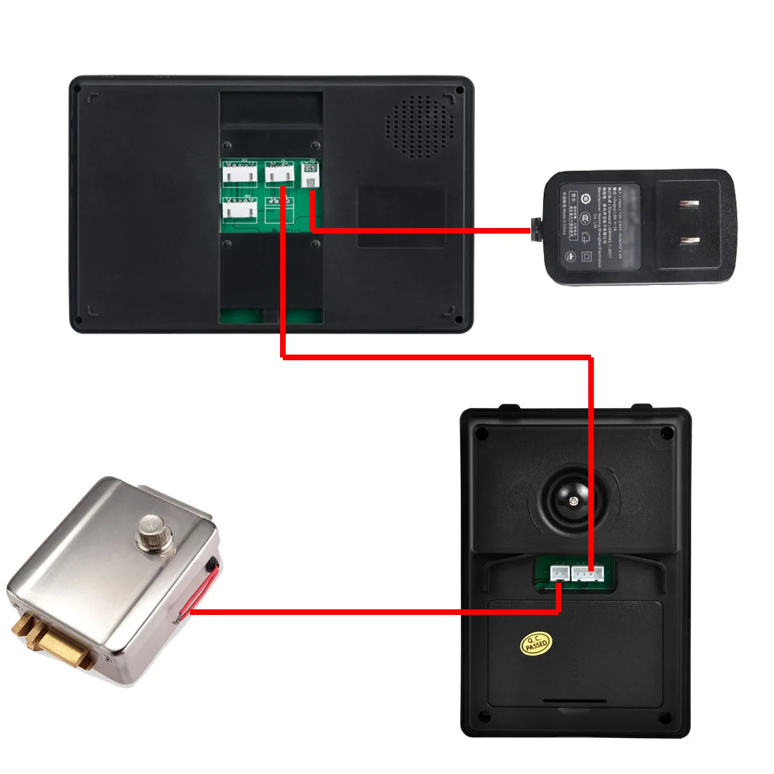 Sonnette vidéo filaire avec écran 7 pouces, interphone bidirectionnel, vision nocturne infrarouge, étanche IP55, kit 1 caméra 1 moniteur, EU - 6