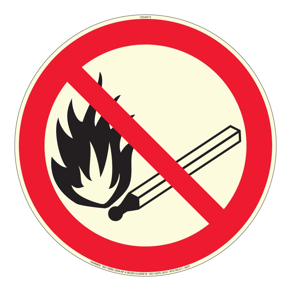 Panneau photoluminescent Interdit au feu - Rigide Ø300mm - 4069029 ...