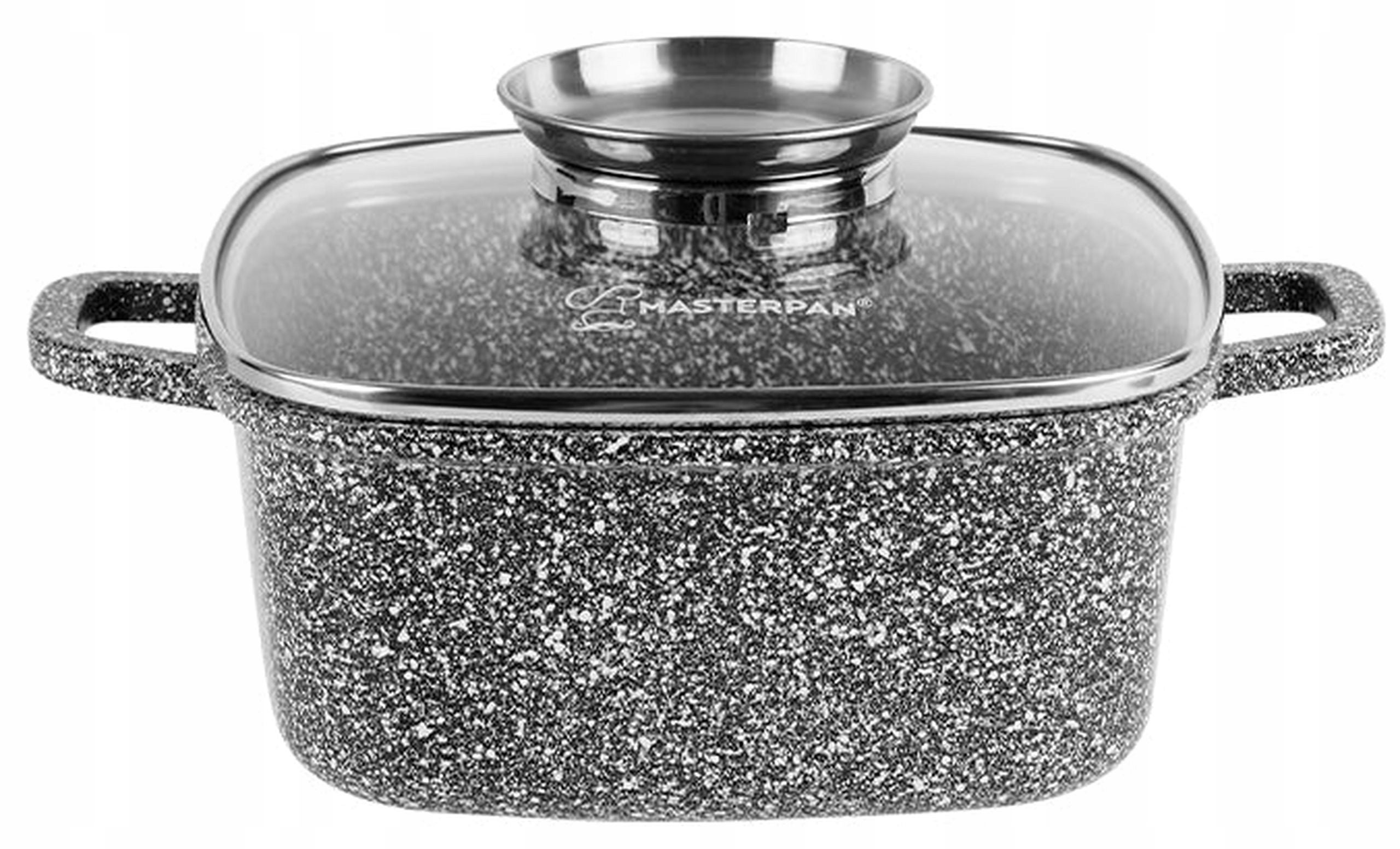 Kwadratowy Garnek Granitowy 4.5 L Z Pokrywką 24 cm System Aroma Na Indukcję Gaz Masterpan
