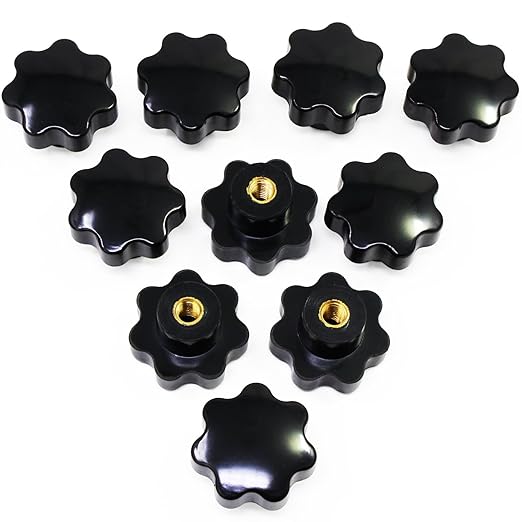 Lot De 10 écrous à Poignée étoile M8x40mm – Bouton De Serrage Femelle – Noir – Générique