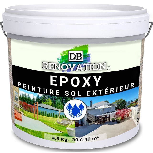 RESINE EPOXY Extérieur Terrasse sol béton - Gris taupe 4,5KG (30 à 40m²) Prêt à l'emploi - Peinture de Haute résistance