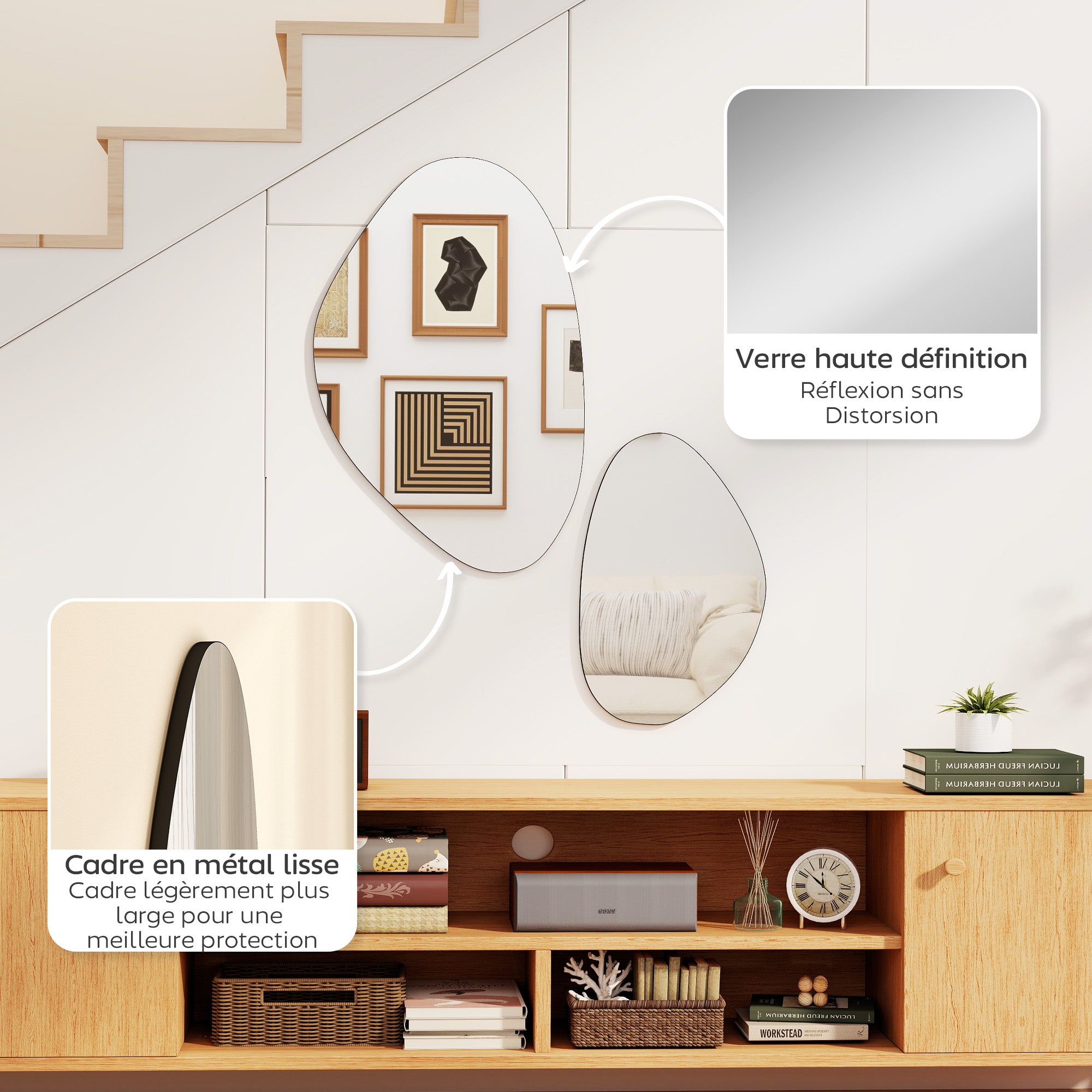 Lot de 2 miroirs muraux verre HOMCOM - 6