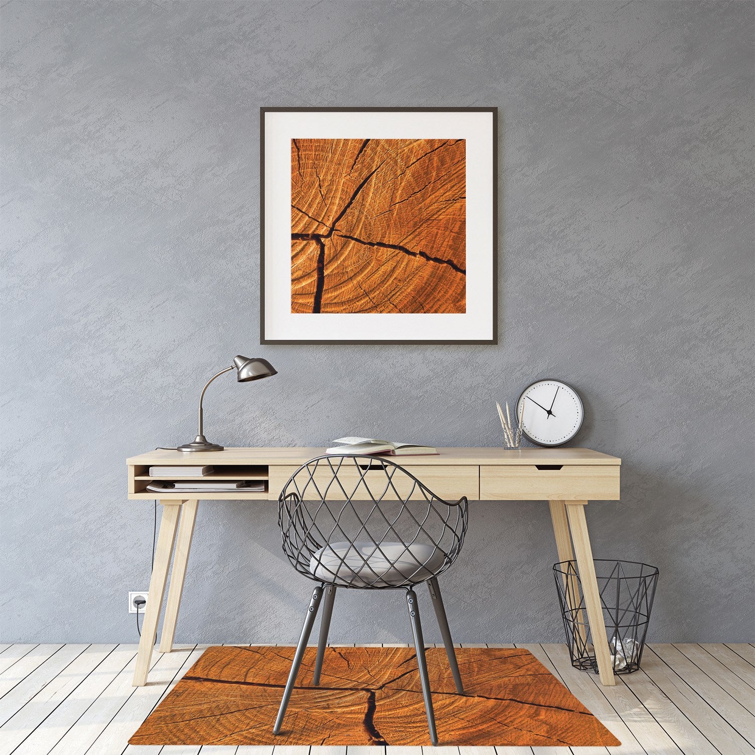Mata podłogowa pod krzesło, Pień drzewa abstrakcyjne fale 100x70 cm artystyczna – Tulup - 3
