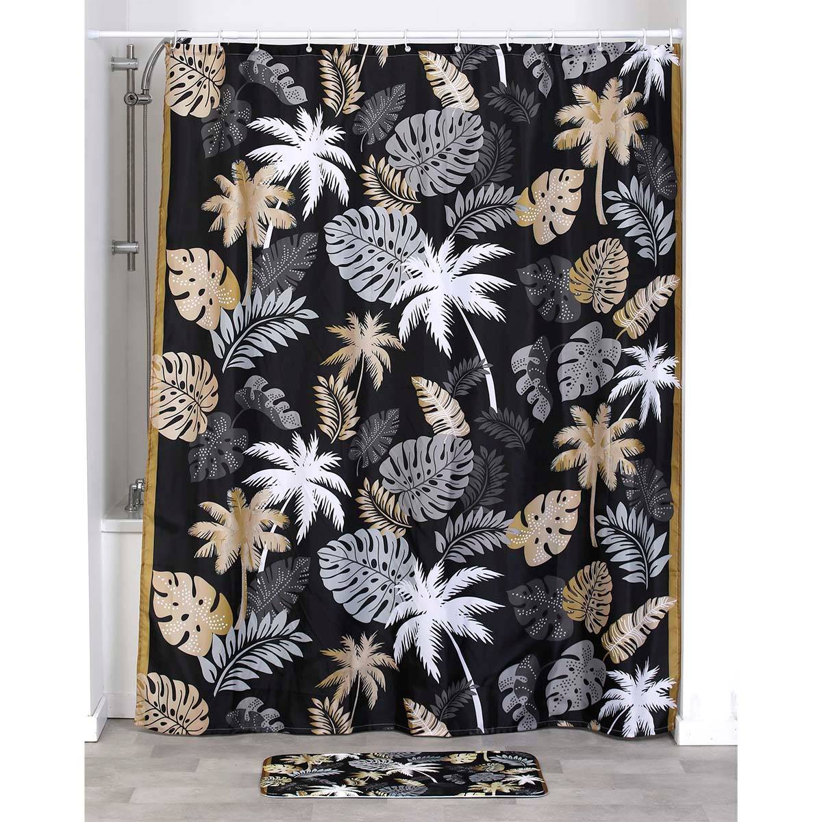 Spirella Rideau de douche Polyester LINES 180x200cm Noir