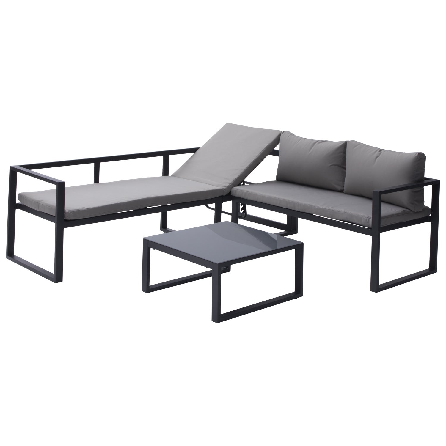 Salon de jardin 7 places gris et aluminium anthracite IBIZA - 4