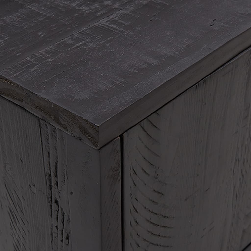 Meuble TV Noir 110x35x48 cm Bois de pin massif - 6