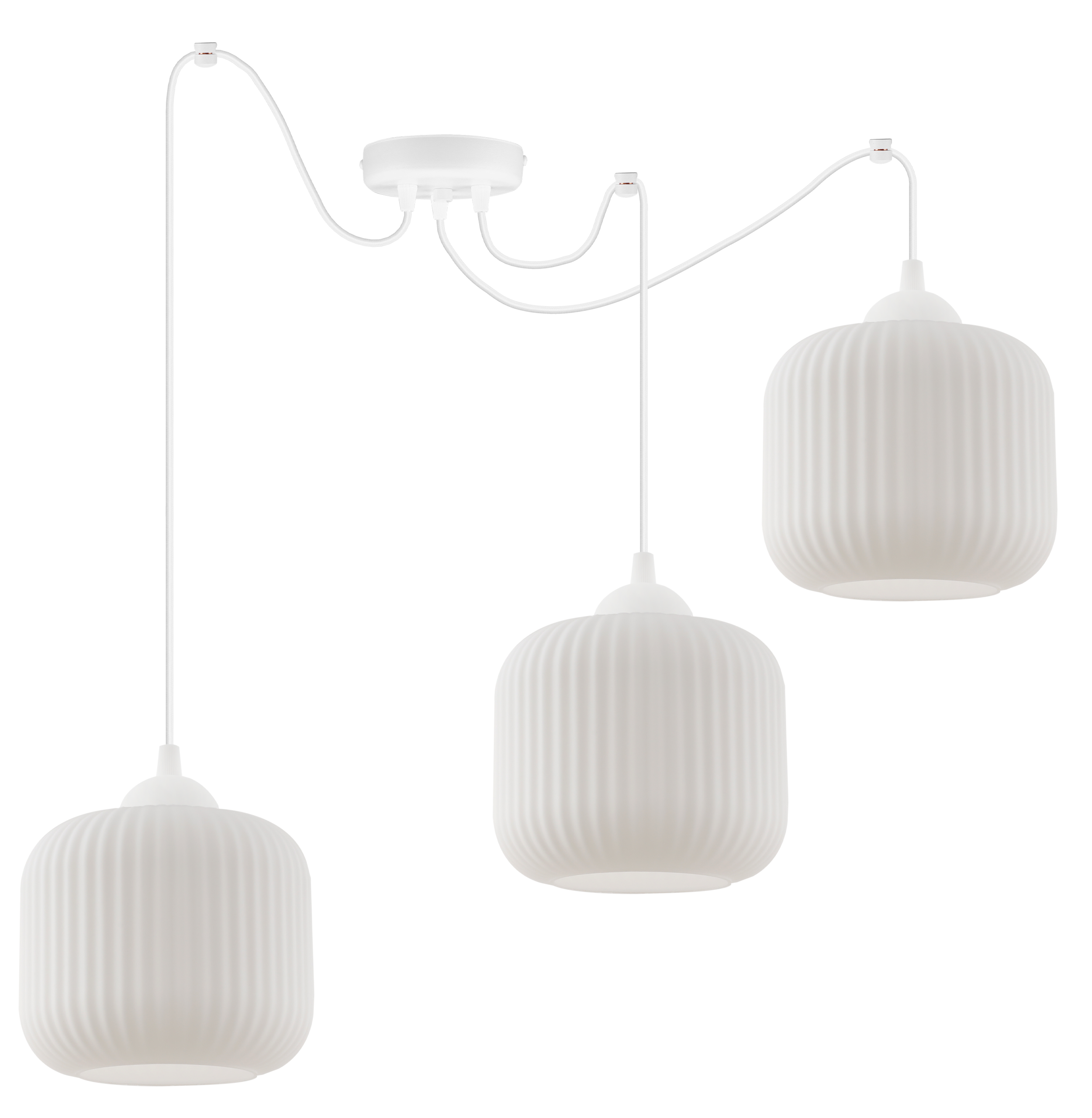 Lampa sufitowa wisząca Riffle Pająk loft 3xE27 klosz walec biały Light Home LH - 2