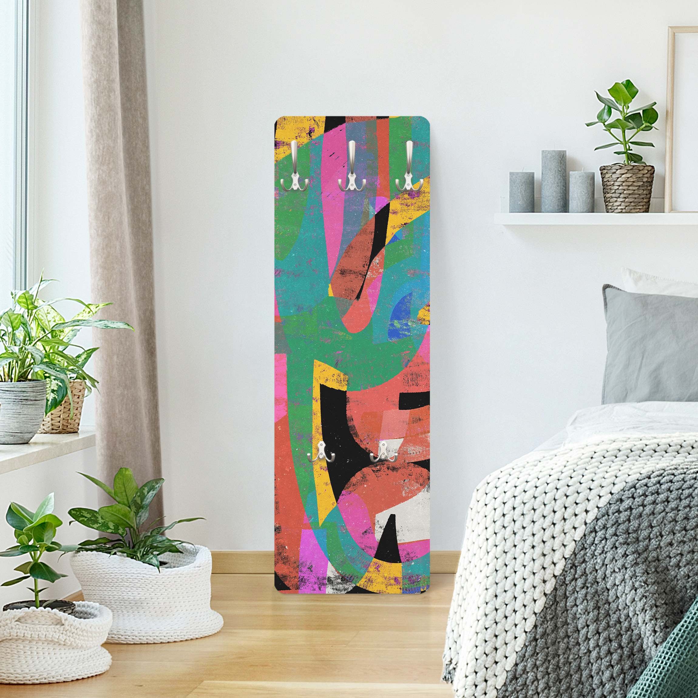 Porte manteau mural motif patère murale bois portemanteau moderne pastel peinture 1655 - chambre - 105 x 34 cm | Leroy Merlin