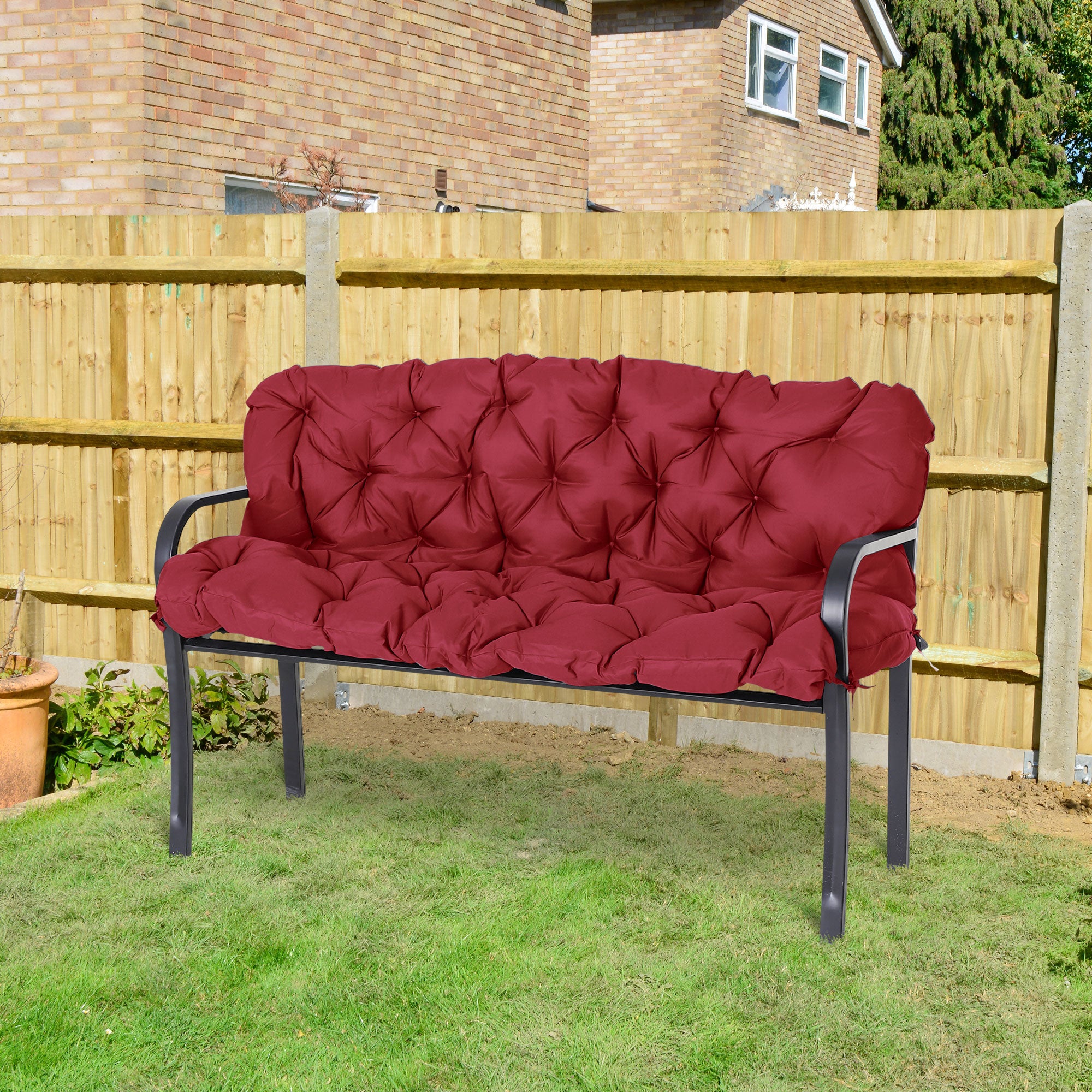 Coussin De Banc 2 Ou 3 Places Rose 135x35x8 Cm - Éponge Haute Densité 50D Intérieur Extérieur