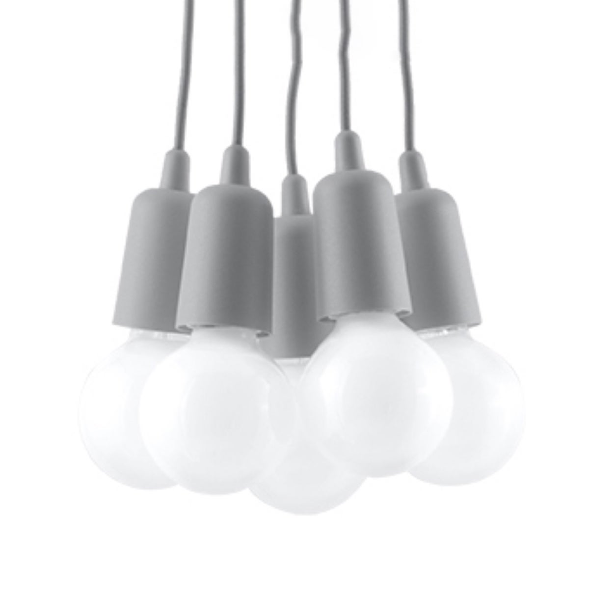 Lampa wisząca Diego szara 5xE27x60W wym: 100 x 10 x 10 cm tworzywo sztuczne Sollux Lighting