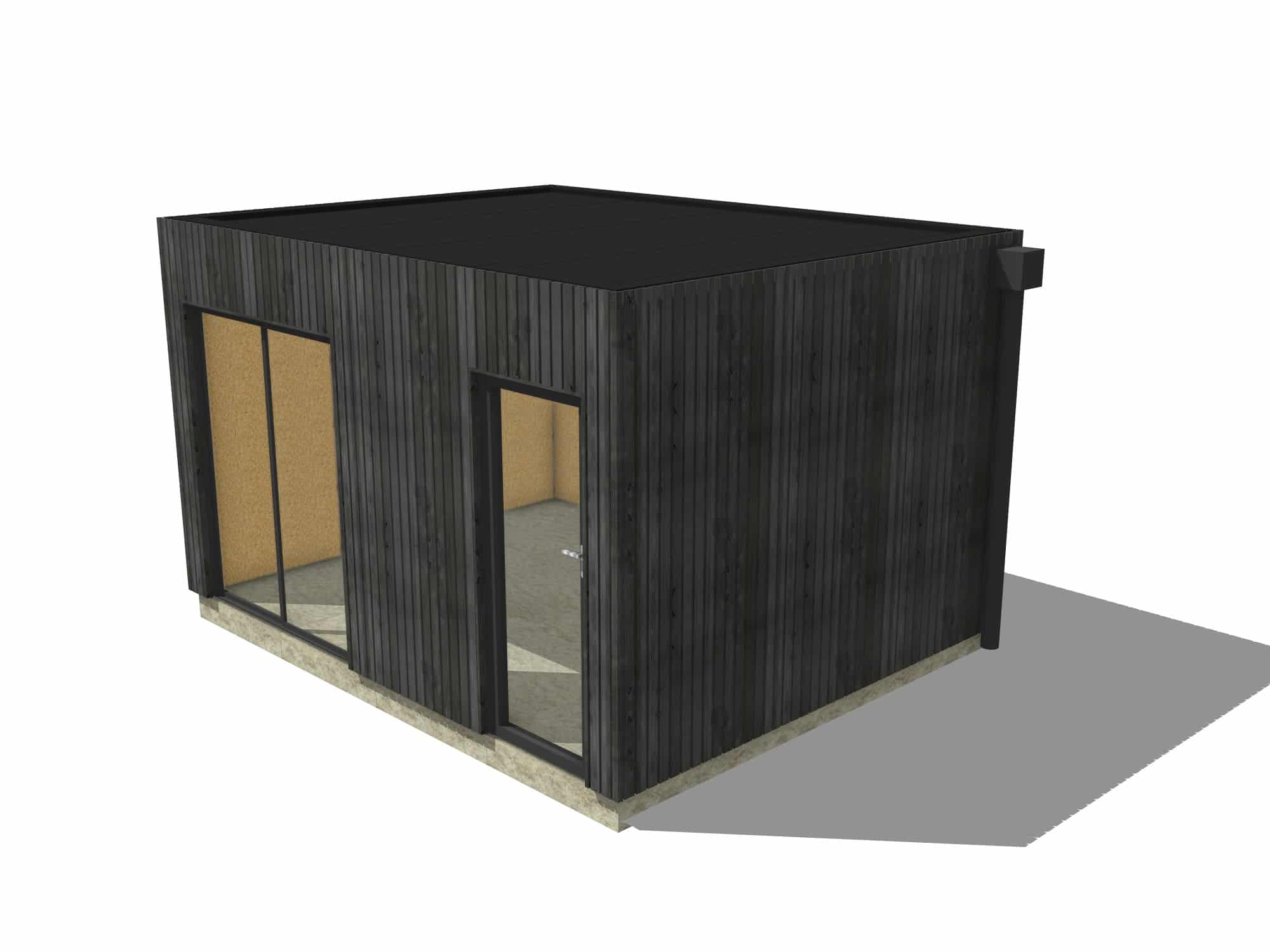 Studio de jardin indépendant en bois 4,4 x 3,5 x 2,7 m / menuiseries alu k-line - 2