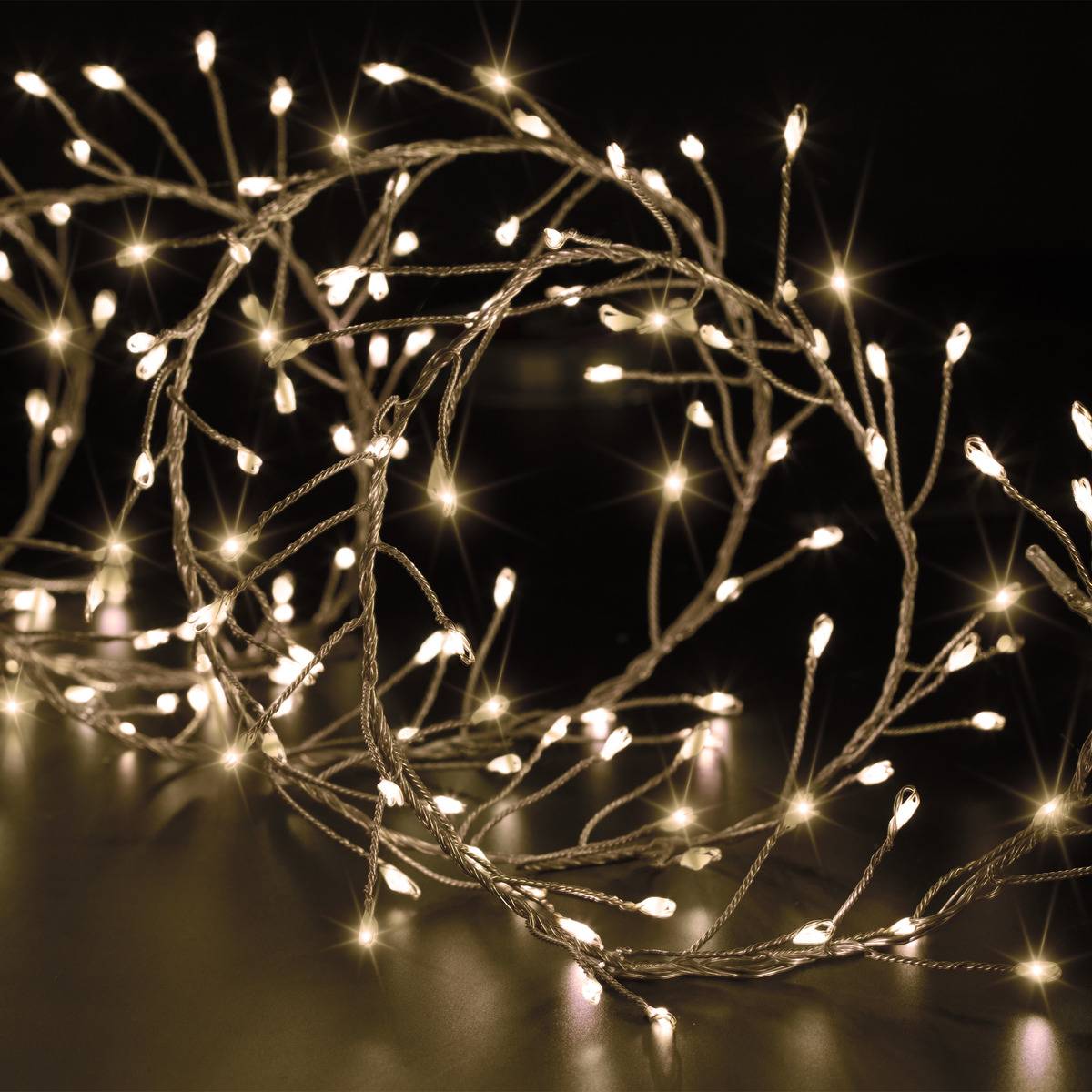 Boa luminosa exterior 2,5 m 200 LED blanco cálido + transformador ...