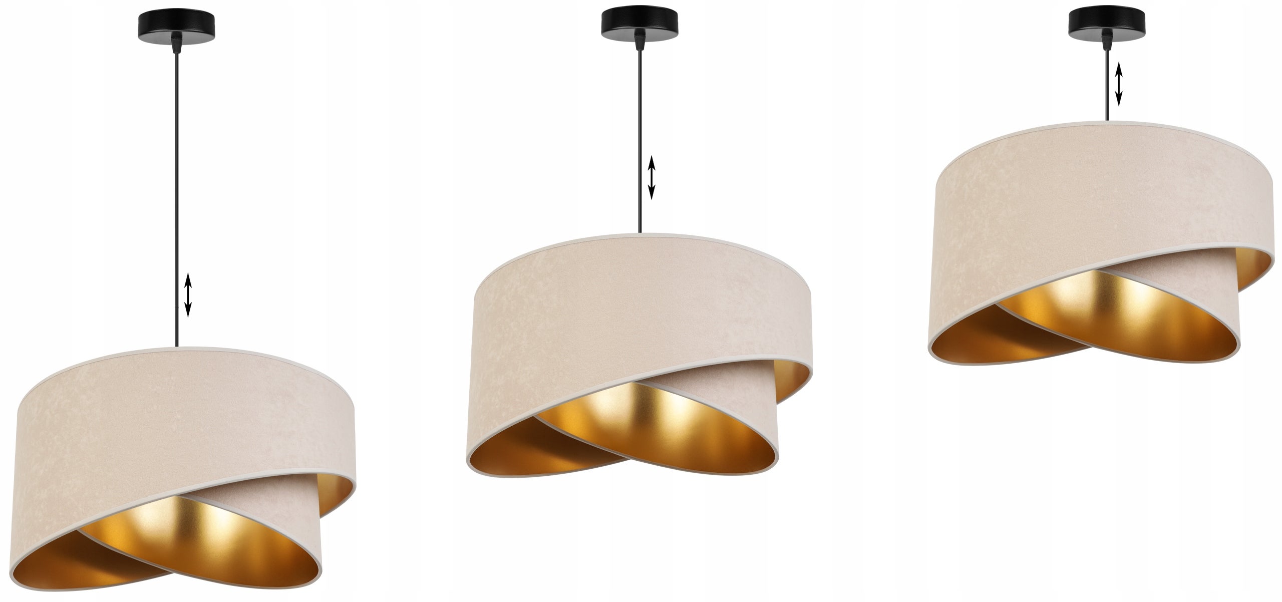 Lampa sufitowa wisząca elegance welur 1xE27 klosz niesymetryczny złoto/biały Light Home LH - 4