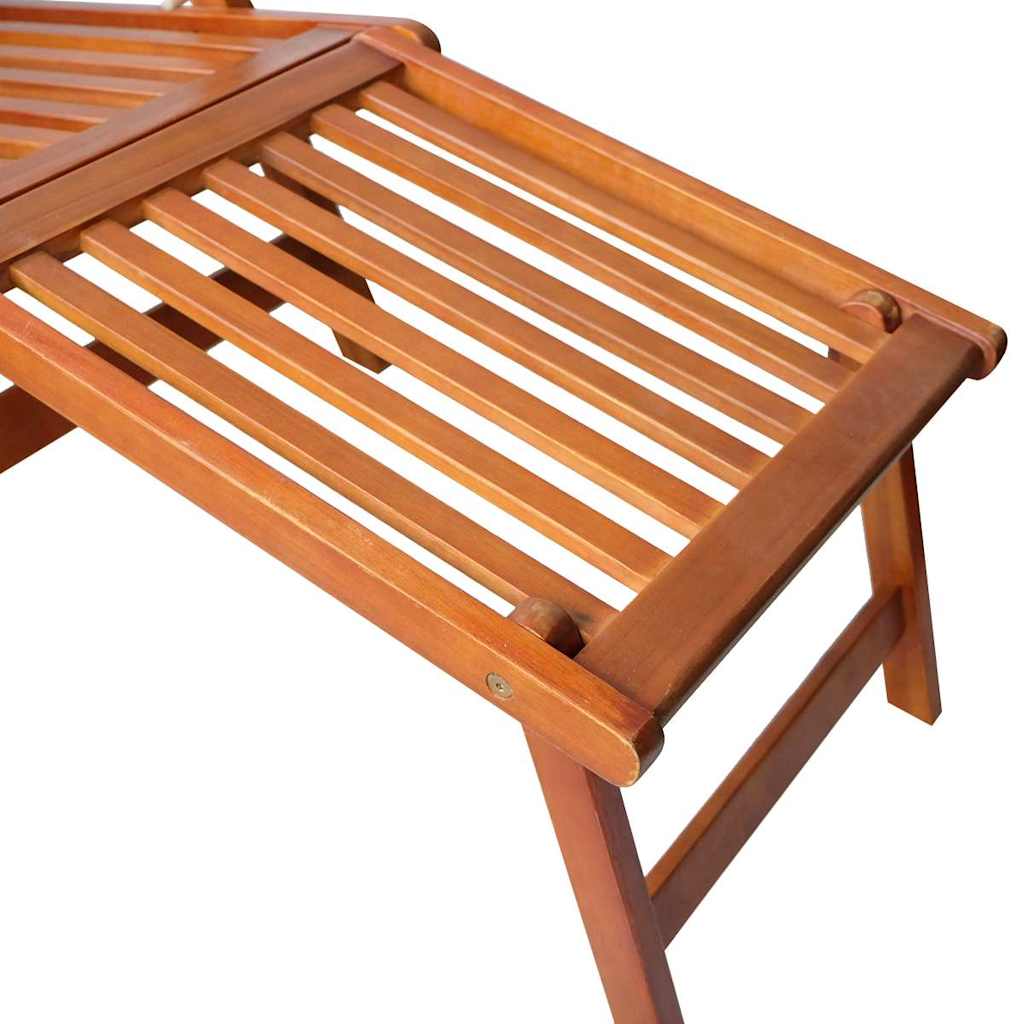 vidaXL Chaise longue d'extérieur repose-pied et coussin Acacia solide - 5