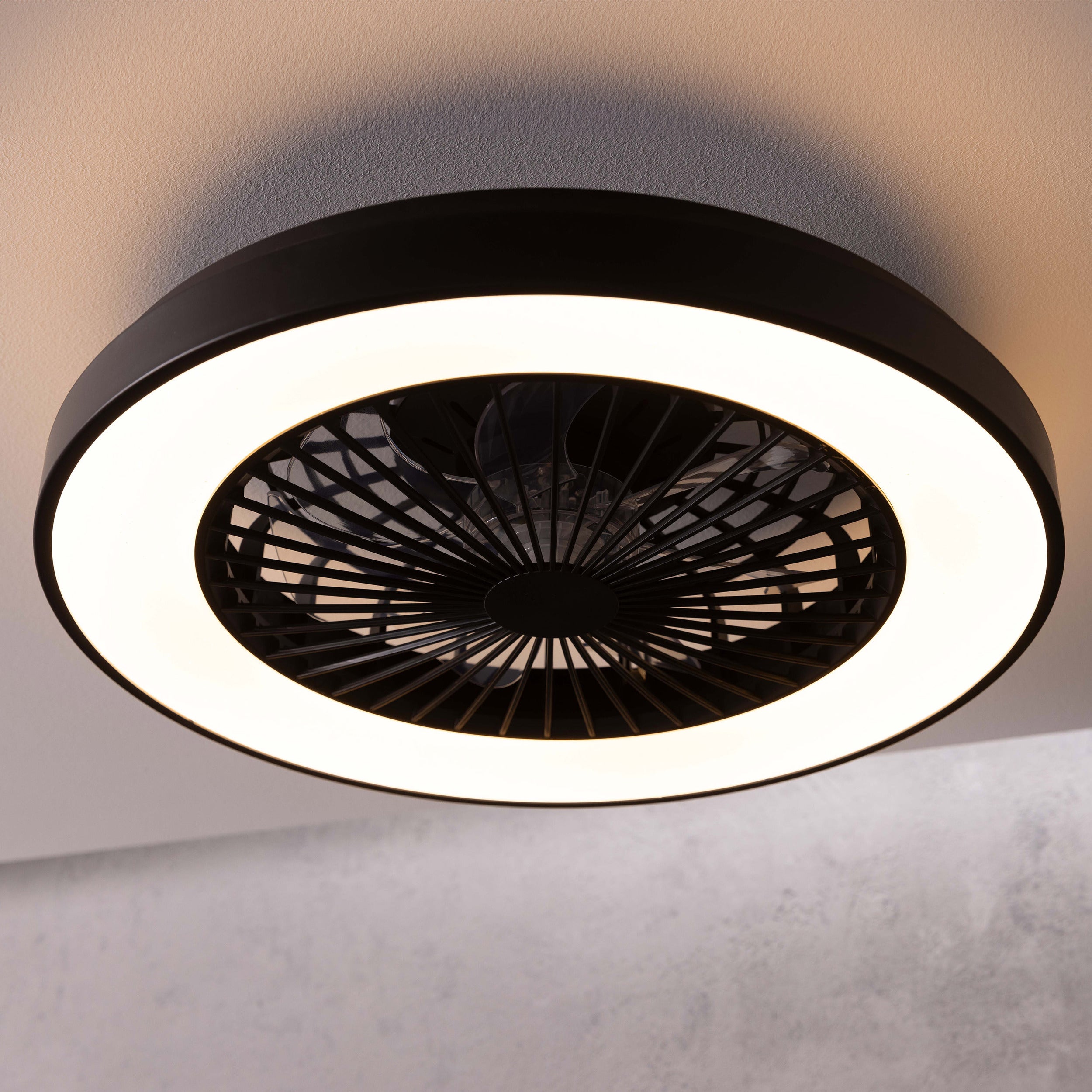Brilliant Mazzaro lampa sufitowa 48,5 cm ze zintegrowanym wentylatorem LED 40W czarny metal/czarny bambus - 9