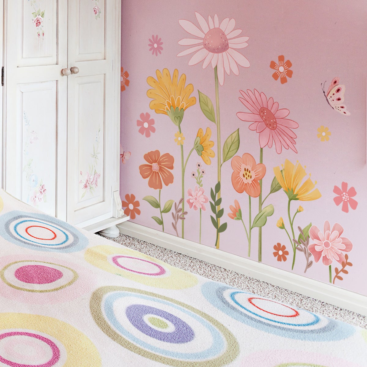 Stickers muraux bohèmes marguerites et fleurs sauvages - Décoration murale pour chambre de , chambre de bébé, chambre d'enfant - 5