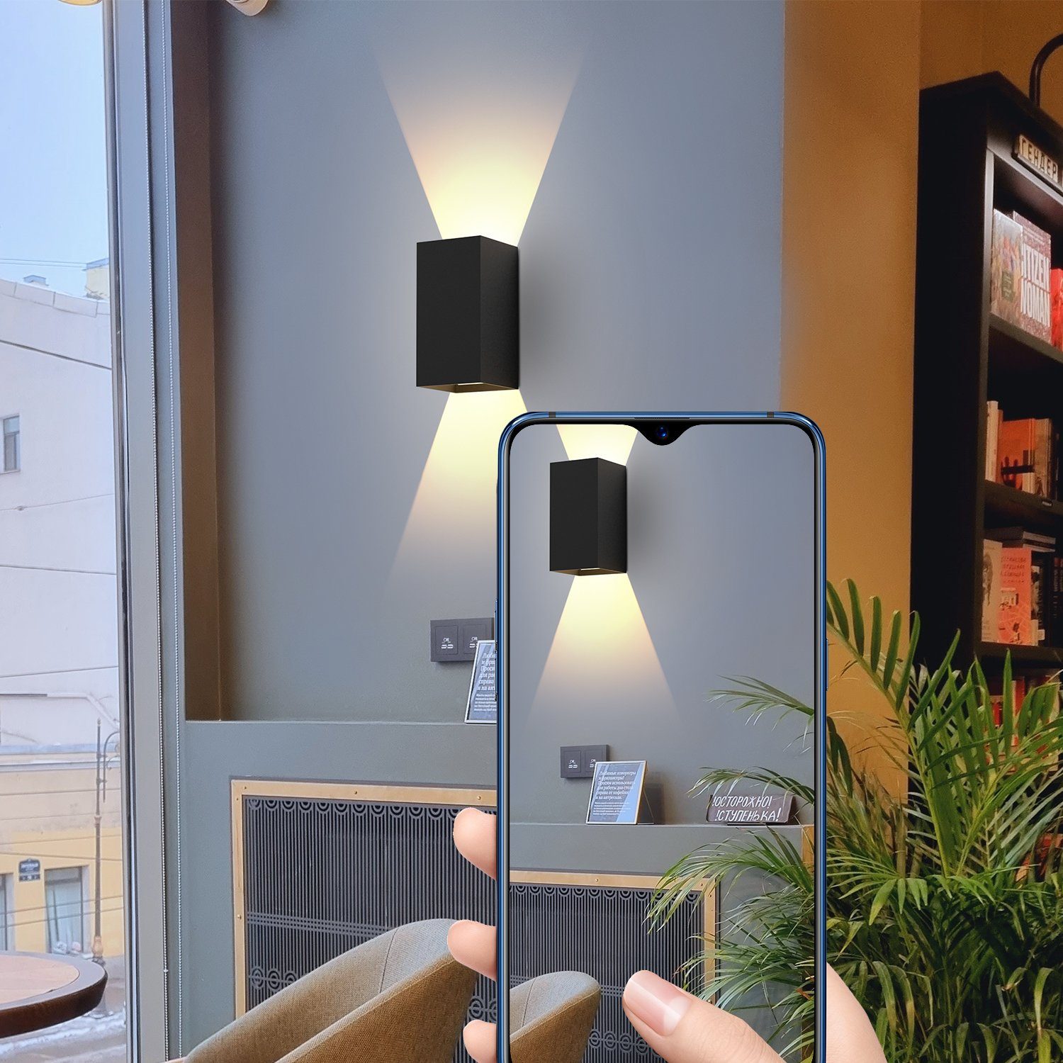 NETTLIFE 2 peças Aplique LED para exterior e interior: iluminação de parede preta, lâmpada para exterior, parede de casa 5 W IP65 branco quente 3000K - 4