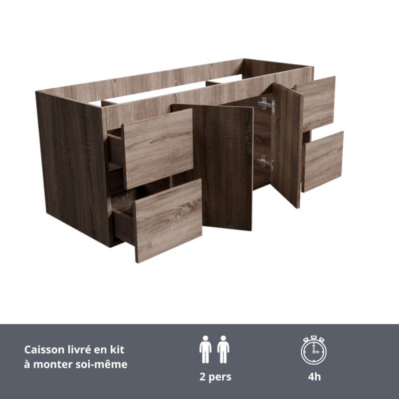 Meuble salle de bain PVC RAPHA 120 cm vasque centrée - caisson coloris Bois - 5