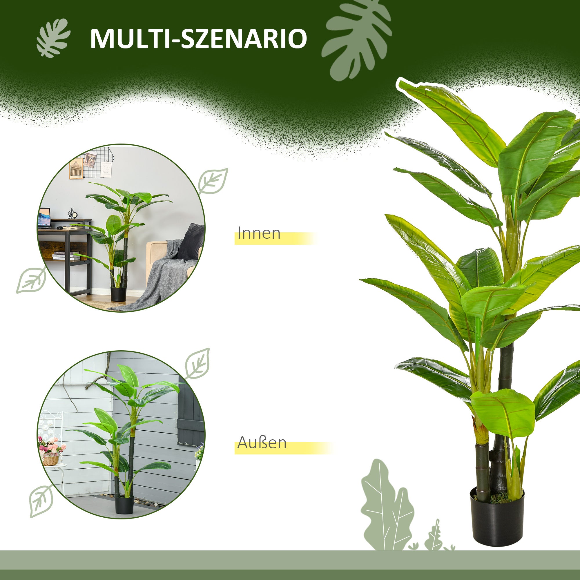Plantes artificielles de 150 cm, plantes artificielles en pot, bananier artificiel, plante artificielle, arbre artificiel, plante d'intérieur - 6