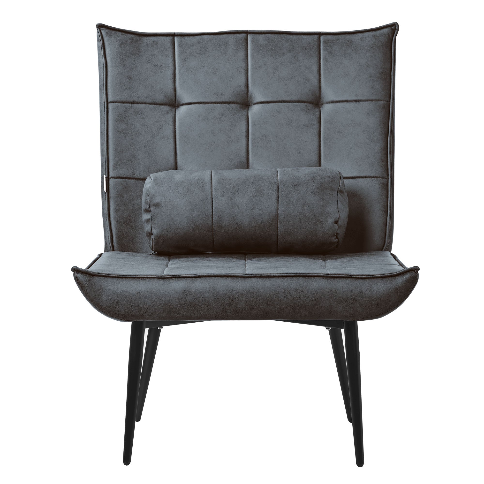 ML Design fotel rozkładany antracytowy tapicerowany skóra sztuczna PU z czarnymi metalowymi nogami ergonomiczny skrzydłowy z poduszką do relaksu - 2