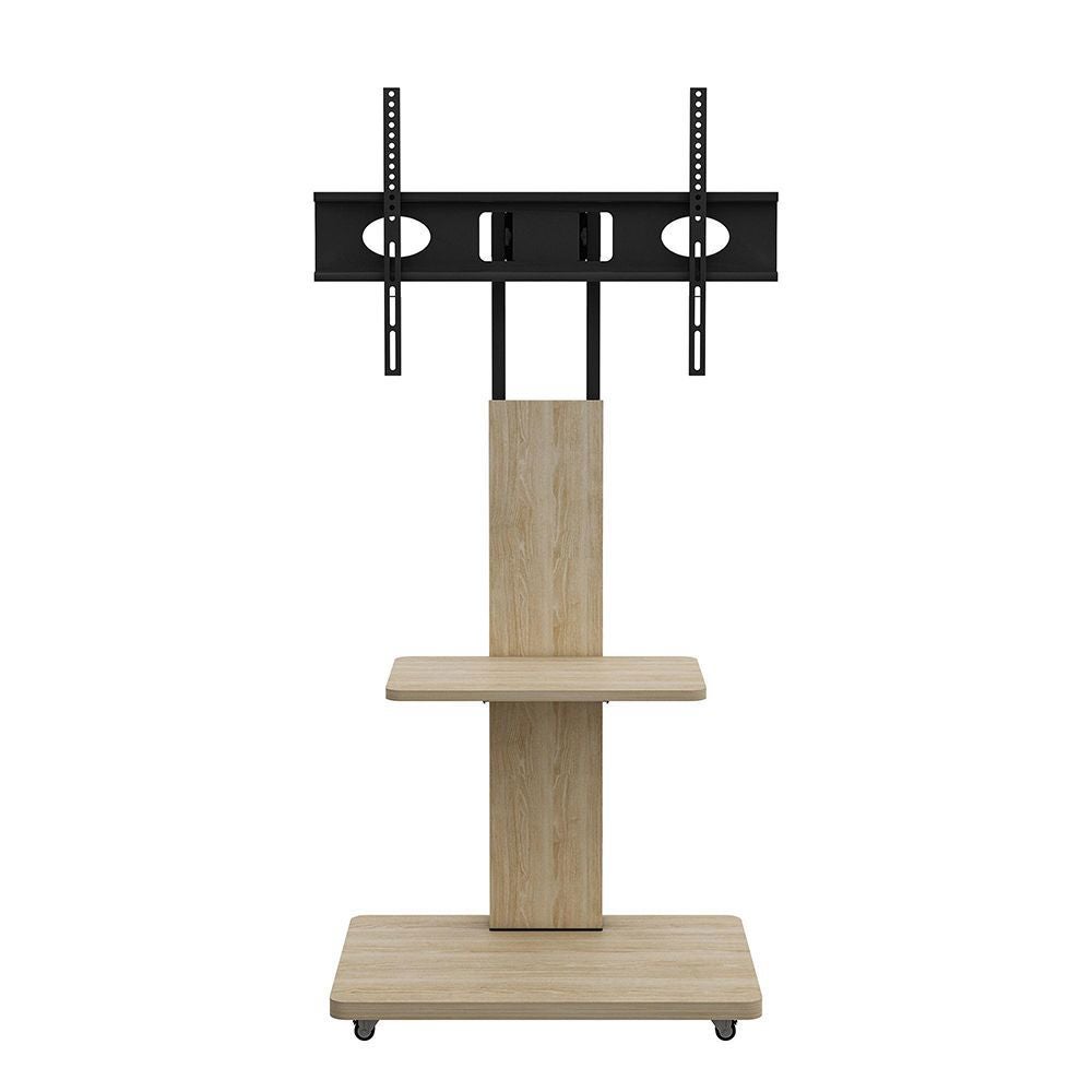 Meuble TV mobile réglable avec rangement,60x40cm,naturel,pour TV 32-75 pouces roulettes verrouillables - 5